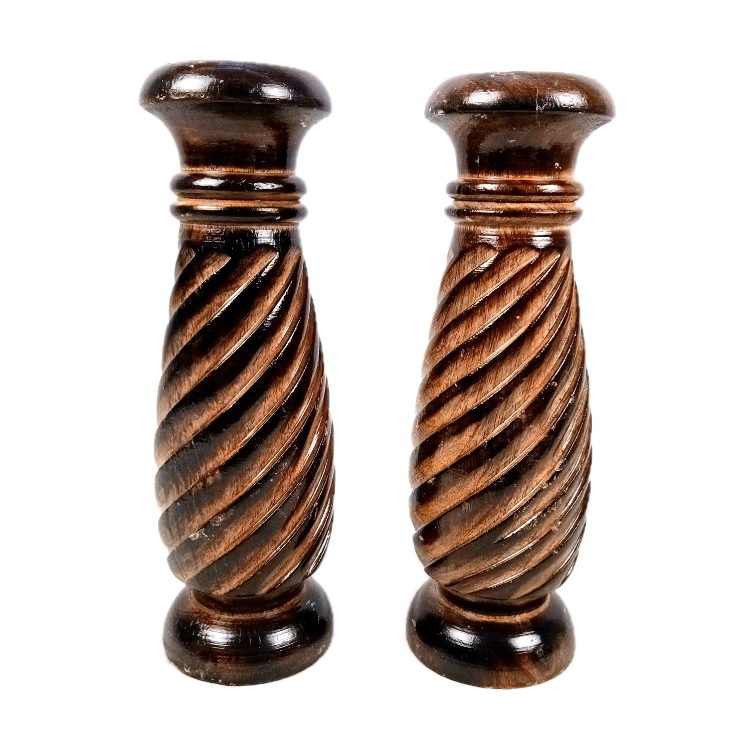 Flower Pot | Wooden Vase - for Home Decoration, Living Room, Table, Shelf, Office & Interior Decor | House Warming & Festival Gift - 12 Inch (Pack Of 2) - Apkamart