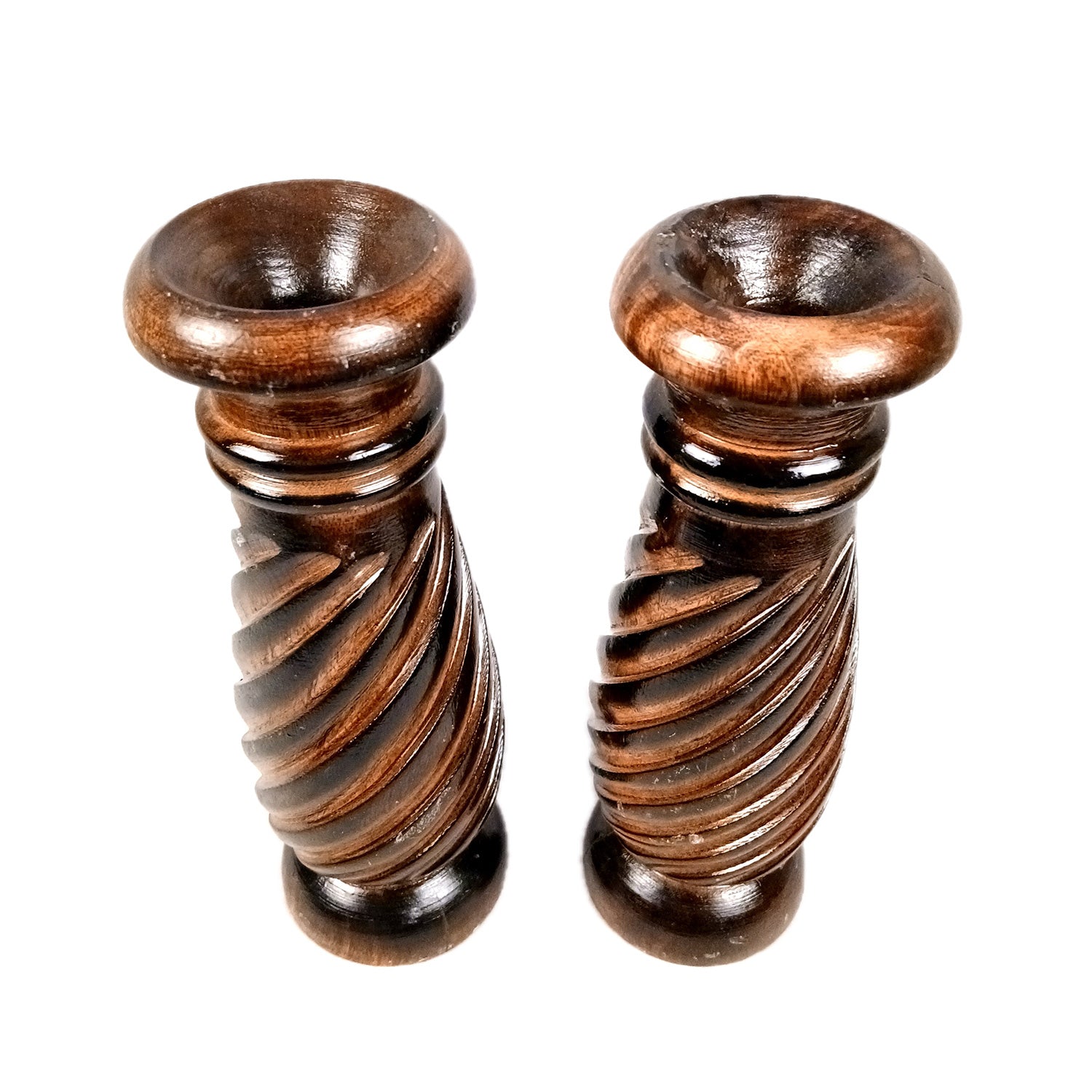 Flower Pot | Wooden Vase - for Home Decoration, Living Room, Table, Shelf, Office & Interior Decor | House Warming & Festival Gift - 10 Inch (Pack Of 2) - Apkamart