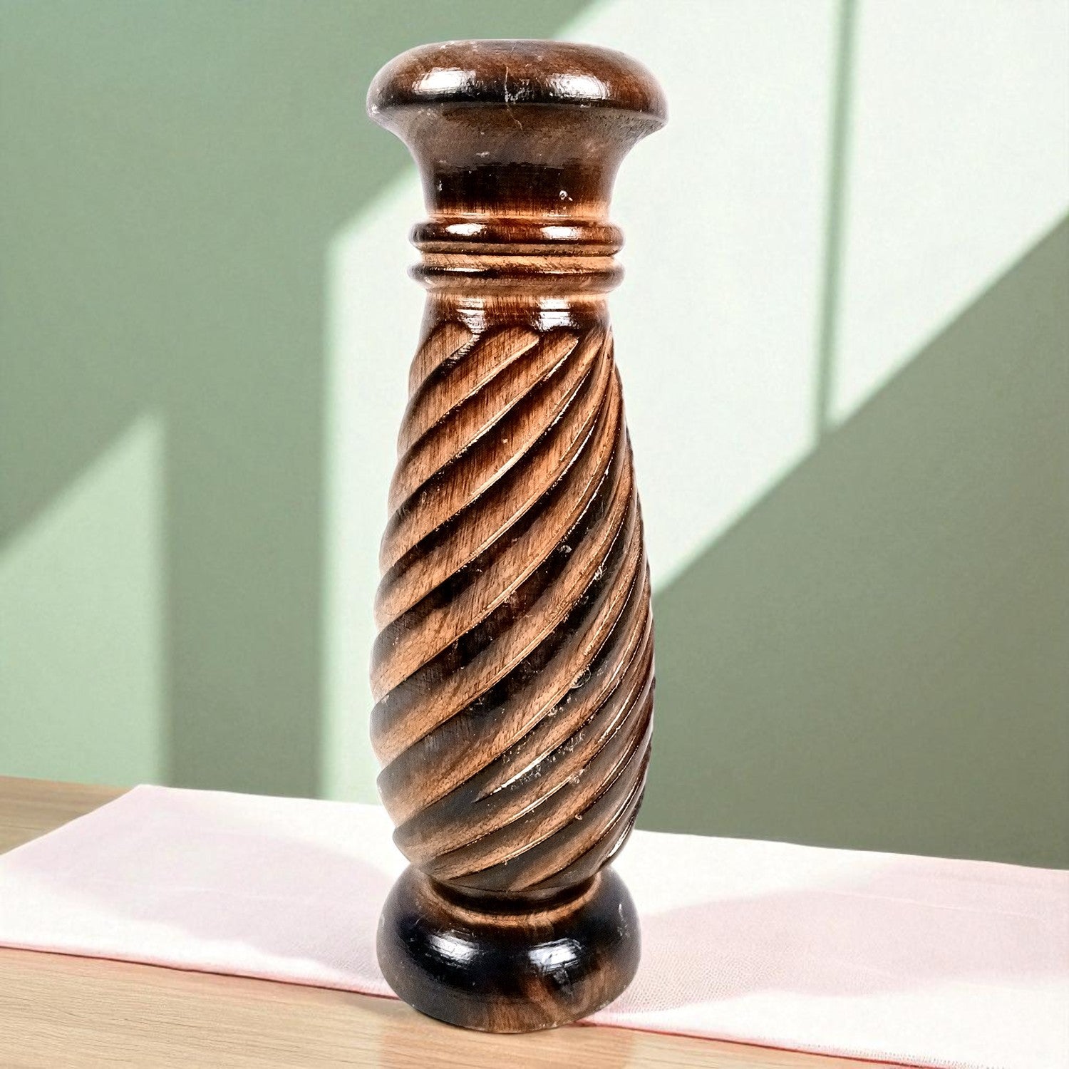 Flower Pot | Wooden Vase - for Home Decoration, Living Room, Table, Shelf, Office & Interior Decor | House Warming & Festival Gift - 12 Inch (Pack Of 2) - Apkamart