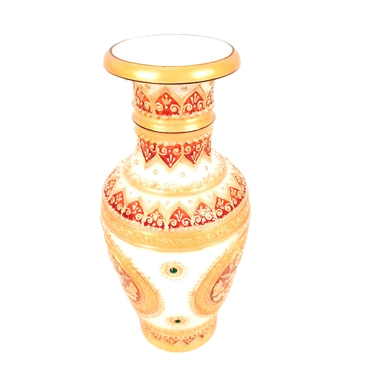 Flower Vase Marble for Table Decoration | Flower Pot Handcrafted - for Home, Living Room, Office, Entrance Decor & Wedding / Housewarming Gifts - 10 inch - Apkamart