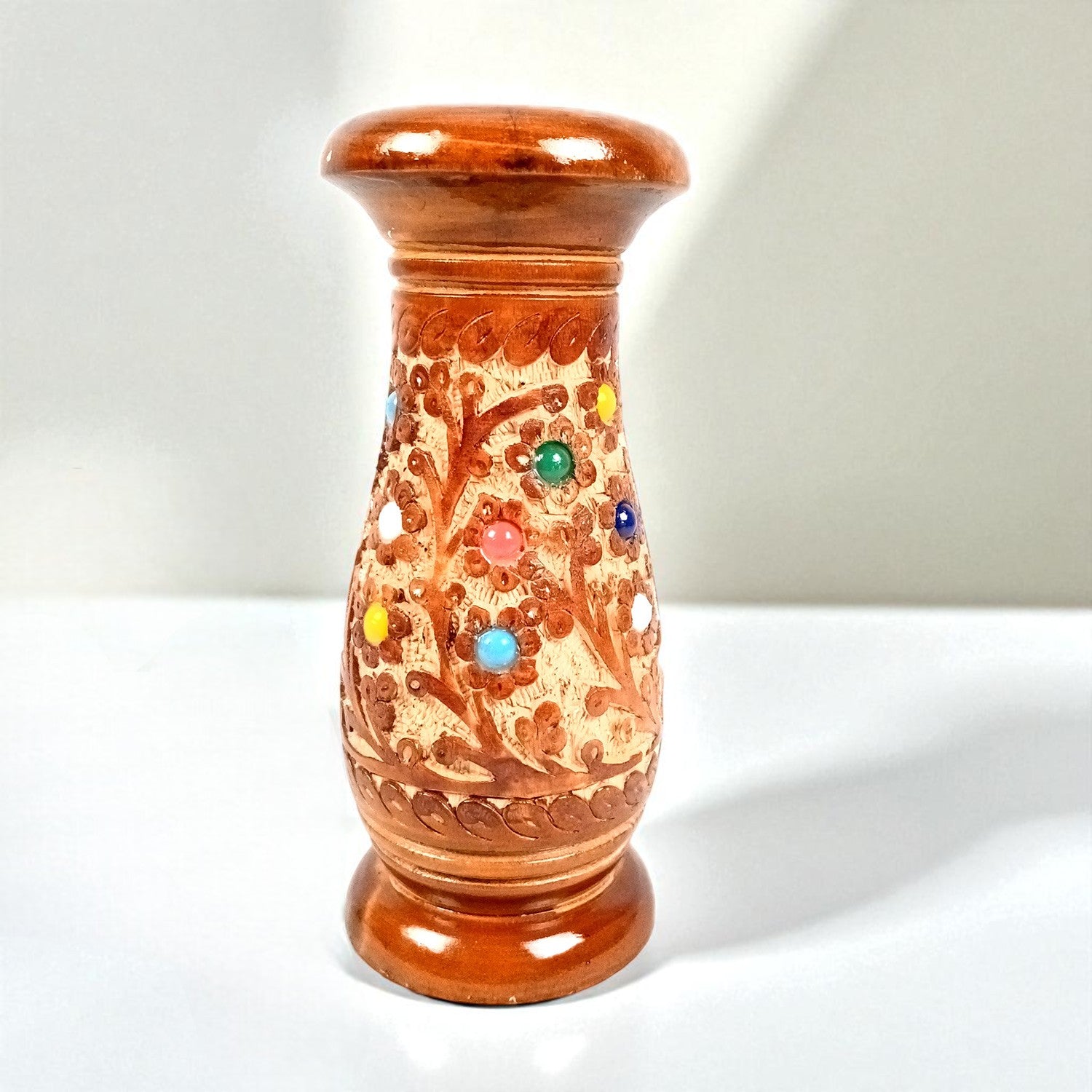 Flower Vase Wooden | Pots for Flowers - For Tabletop, Living Room, Home & Office | Centerpiece for Table Decoration |Vases for Gifts - 8 Inch - Apkamart