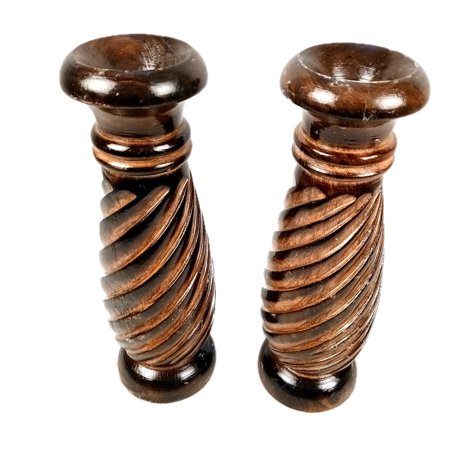 Flower Pot | Wooden Vase - for Home Decoration, Living Room, Table, Shelf, Office & Interior Decor | House Warming & Festival Gift - 12 Inch (Pack Of 2) - Apkamart