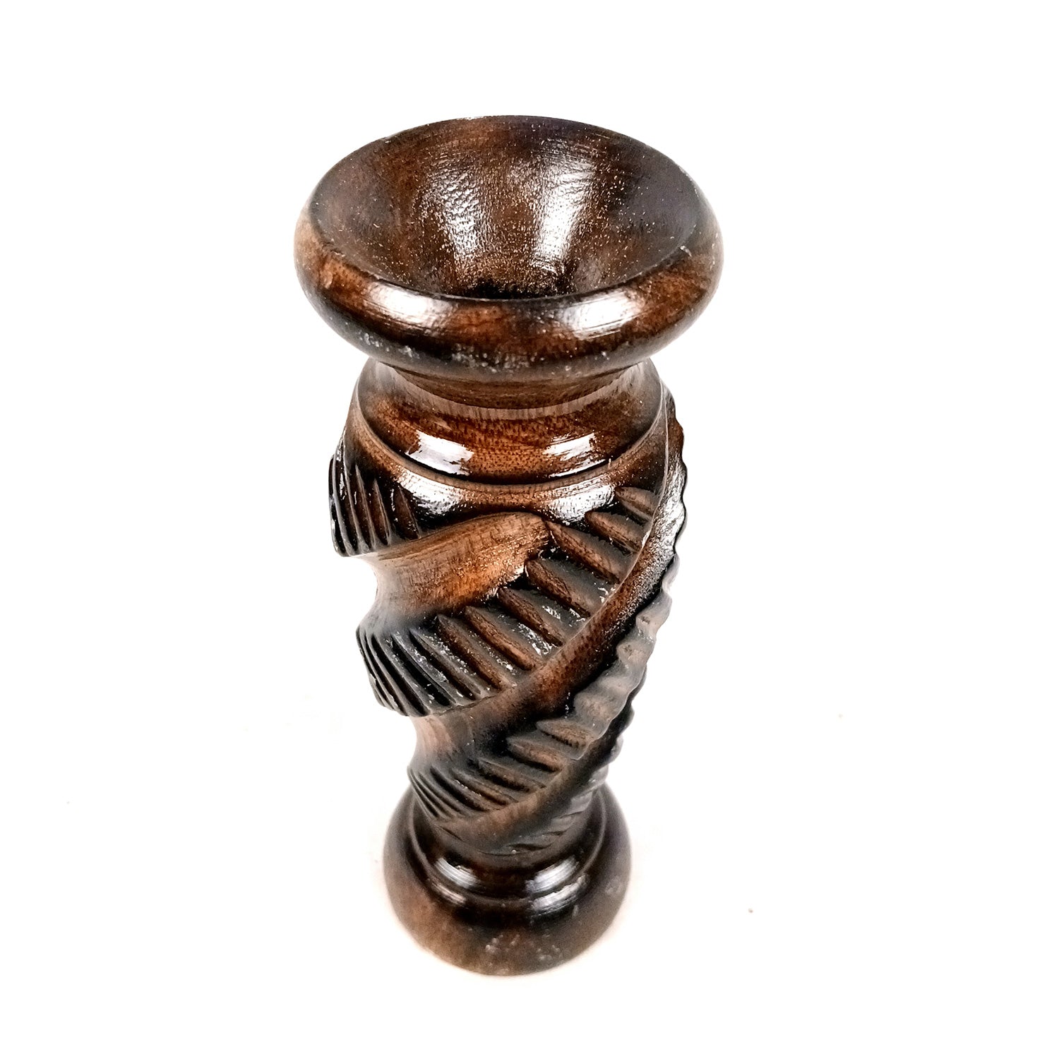 Flower Pot | Wooden Vase - for Home Decoration, Living Room, Table, Shelf, Office & Interior Decor | House Warming & Festival Gift - 8 Inch (Pack Of 2) - Apkamart