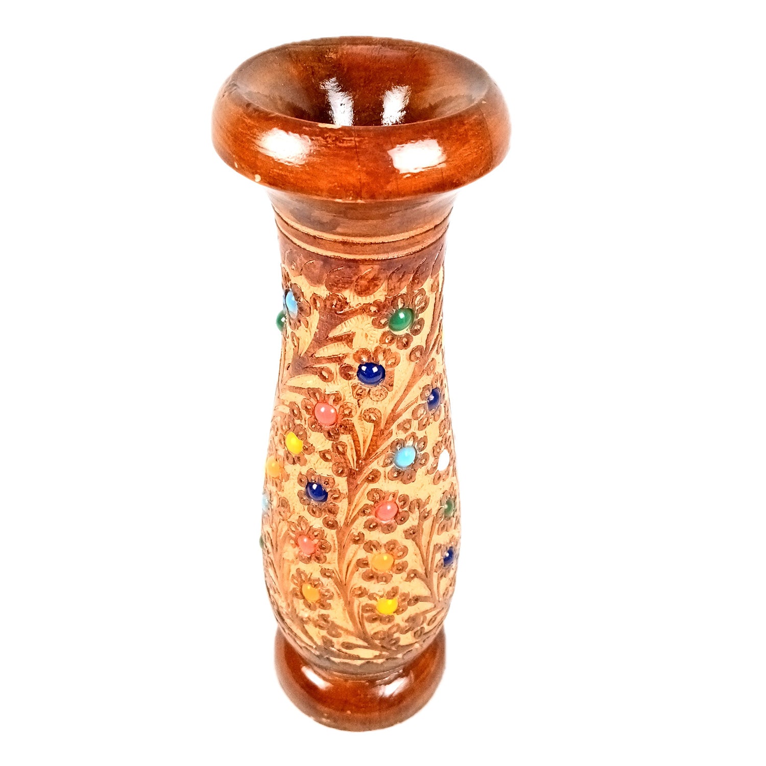 Flower Vase Wooden | Pots for Flowers - For Tabletop, Living Room, Home & Office | Centerpiece for Table Decoration |Vases for Gifts - 12 Inch (Set Of 3) - Apkamart