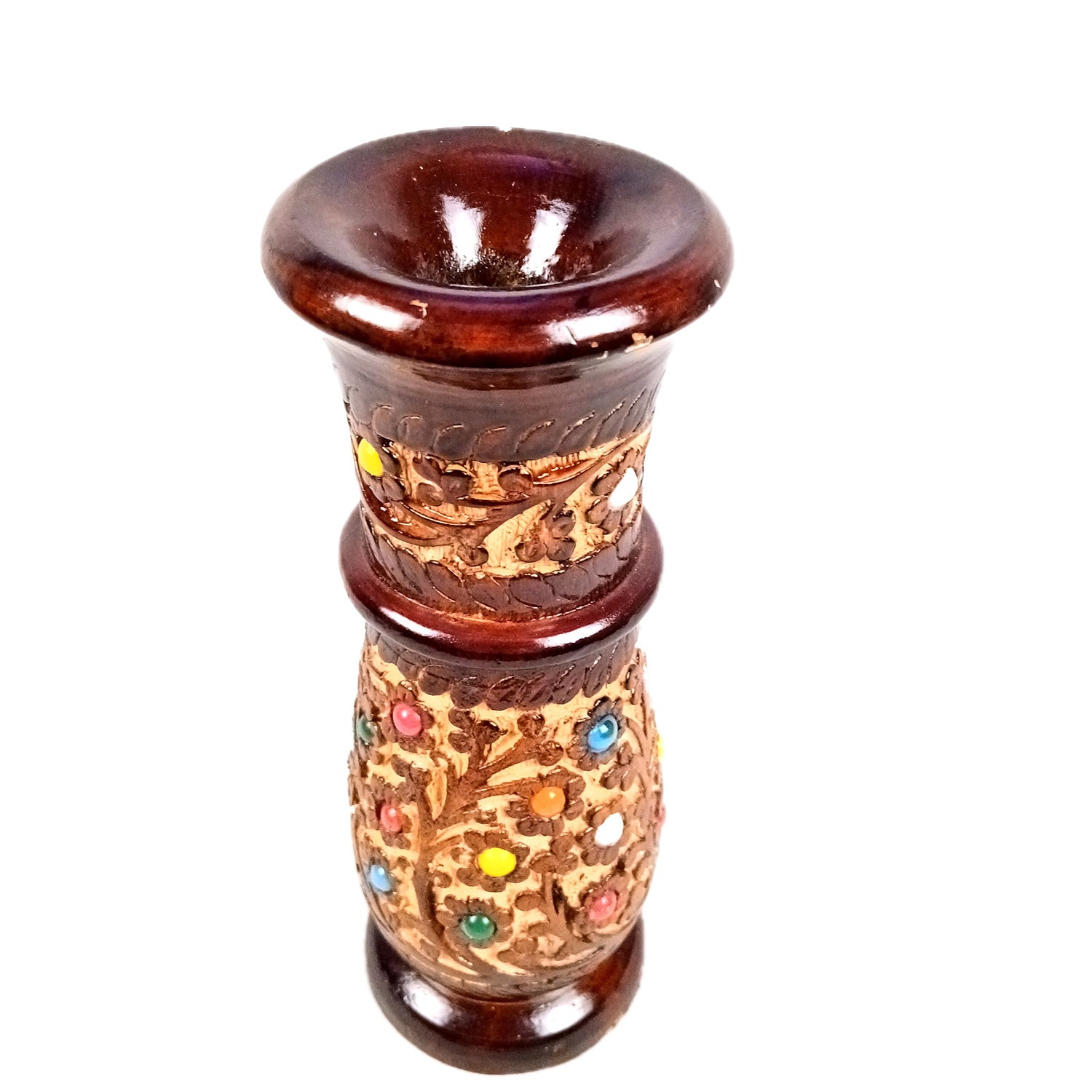 Flower Vase Wooden | Pots for Flowers - For Tabletop, Living Room, Home & Office | Centerpiece for Table Decoration |Vases for Gifts - 10 Inch - Apkamart