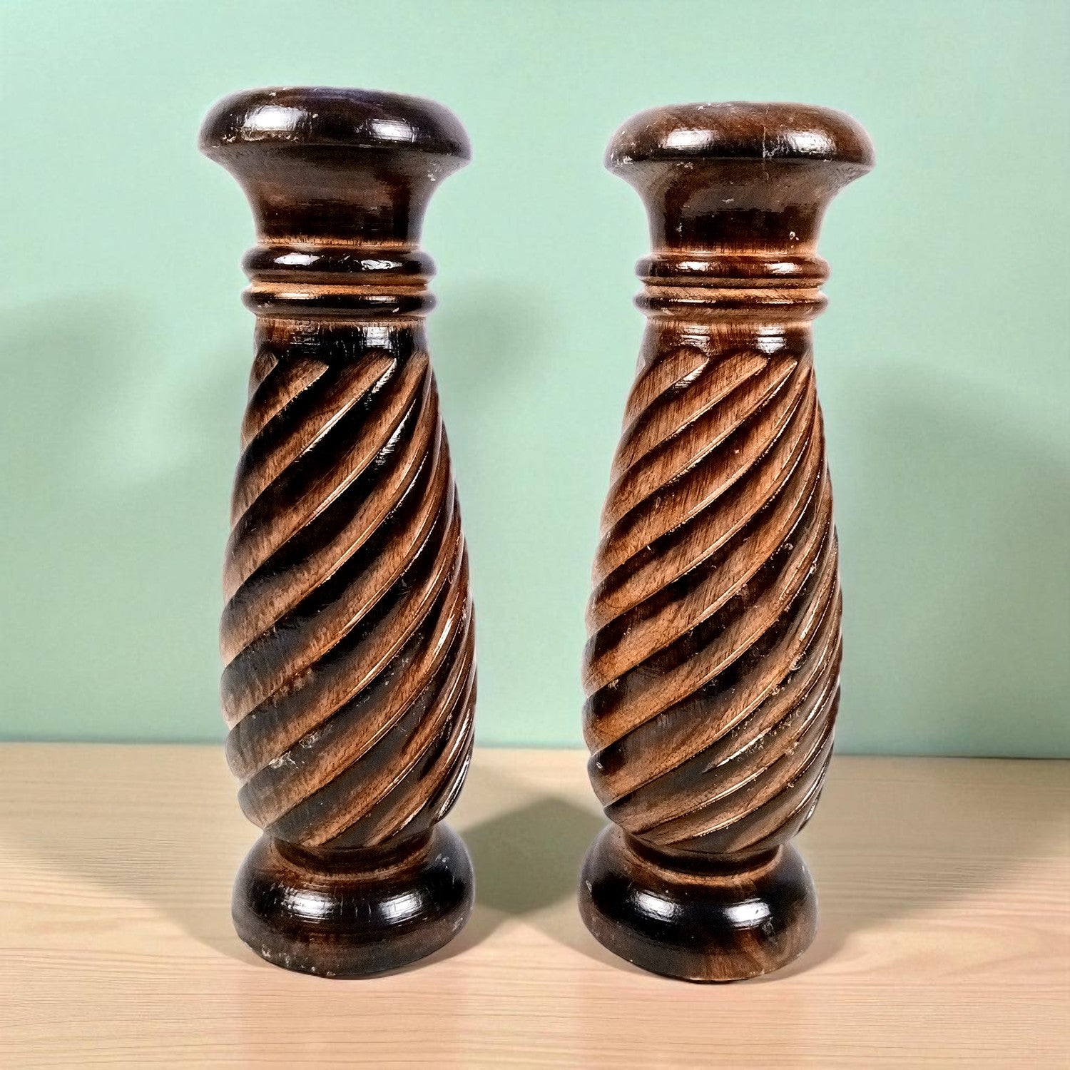 Flower Pot | Wooden Vase - for Home Decoration, Living Room, Table, Shelf, Office & Interior Decor | House Warming & Festival Gift - 10 Inch (Pack Of 2) - Apkamart