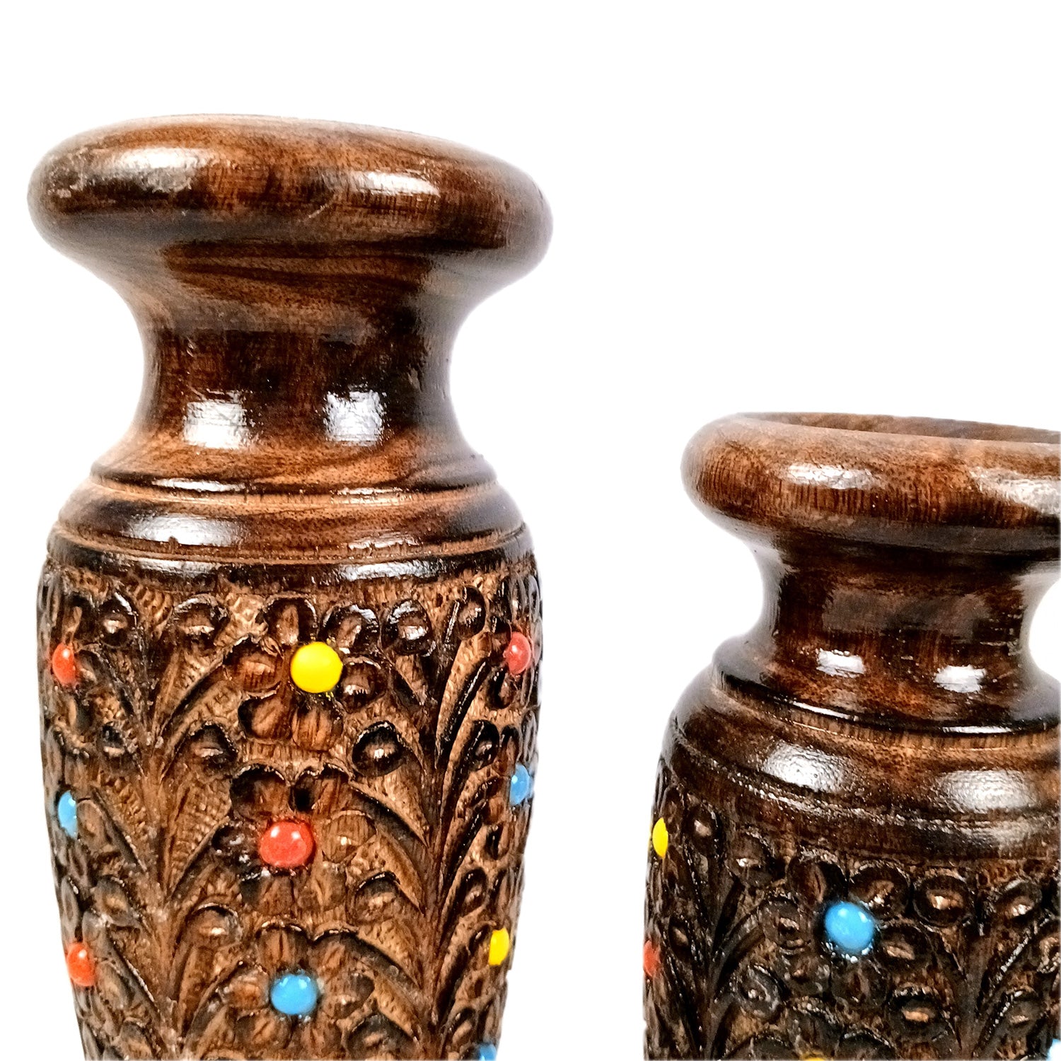 Flower Vase Wooden | Pots for Flowers - For Tabletop, Living Room, Home & Office Decoration | Centerpiece for Table Decoration |Vases for Gifts - 12 Inch (Set Of 3) - Apkamart