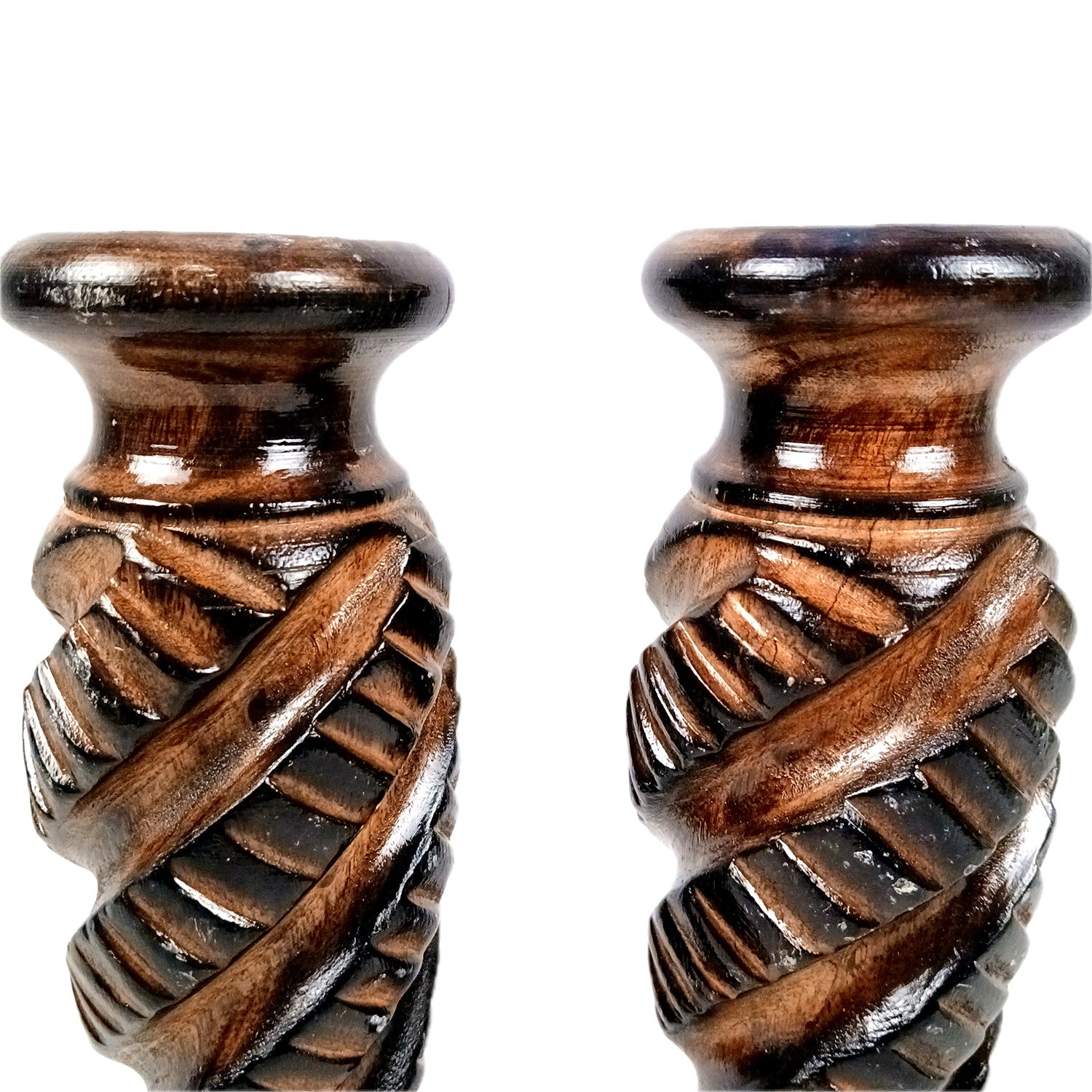 Flower Pot | Wooden Vase - for Home Decoration, Living Room, Table, Shelf, Office & Interior Decor | House Warming & Festival Gift - 8 Inch (Pack Of 2) - Apkamart