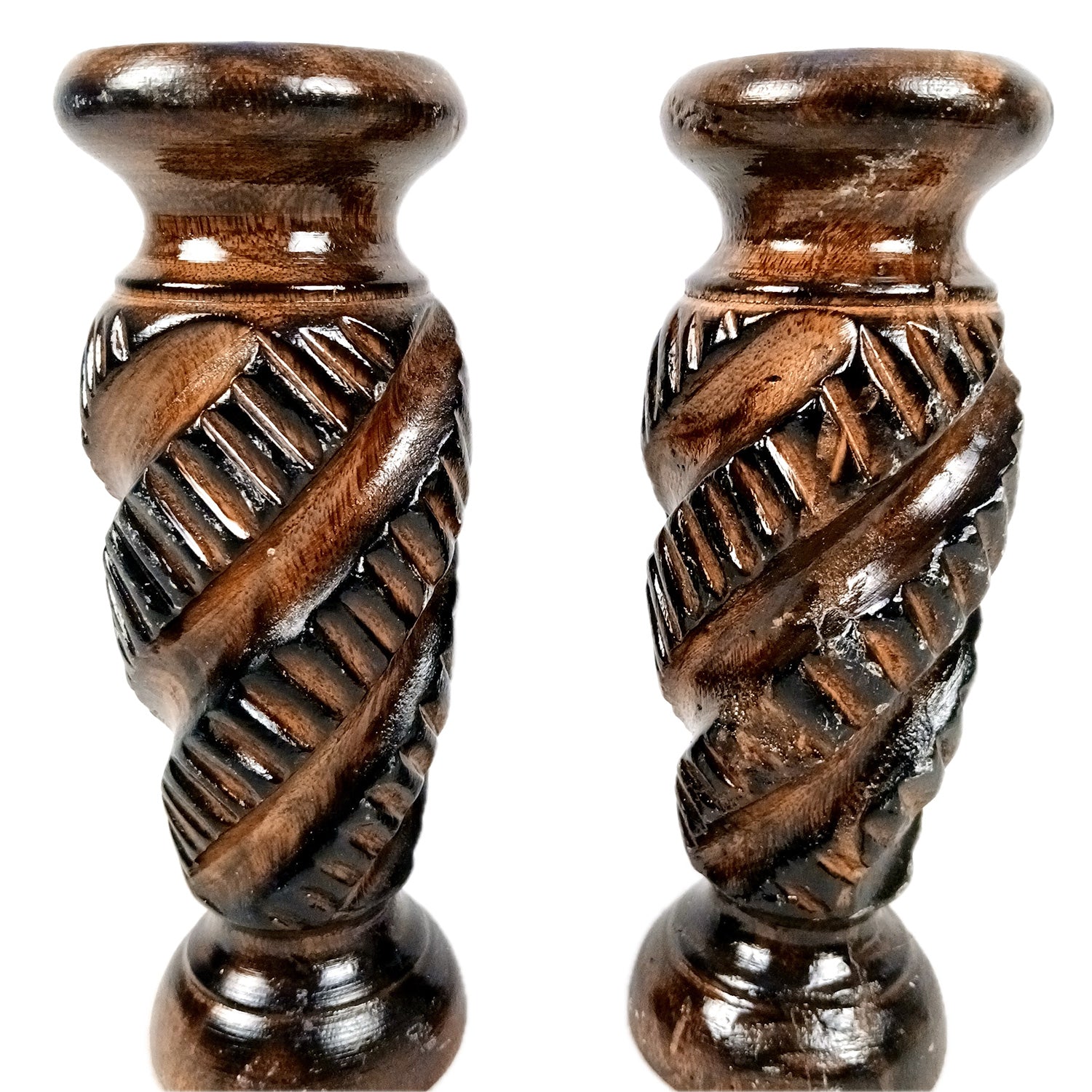 Flower Pot | Wooden Vase - for Home Decoration, Living Room, Table, Shelf, Office & Interior Decor | House Warming & Festival Gift - 10 Inch (Pack Of 2) - Apkamart