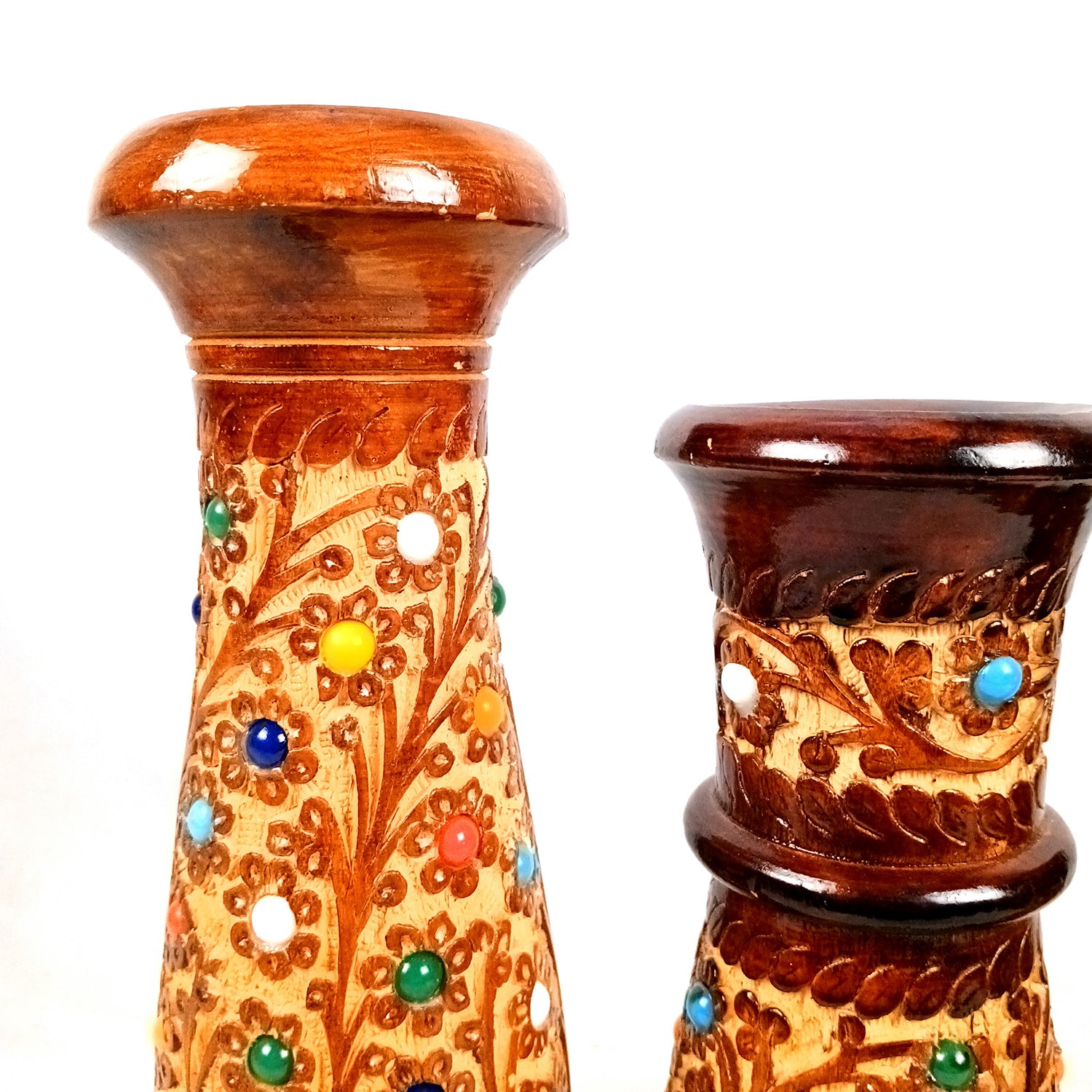 Flower Vase Wooden | Pots for Flowers - For Tabletop, Living Room, Home & Office | Centerpiece for Table Decoration |Vases for Gifts - 12 Inch (Set Of 3) - Apkamart