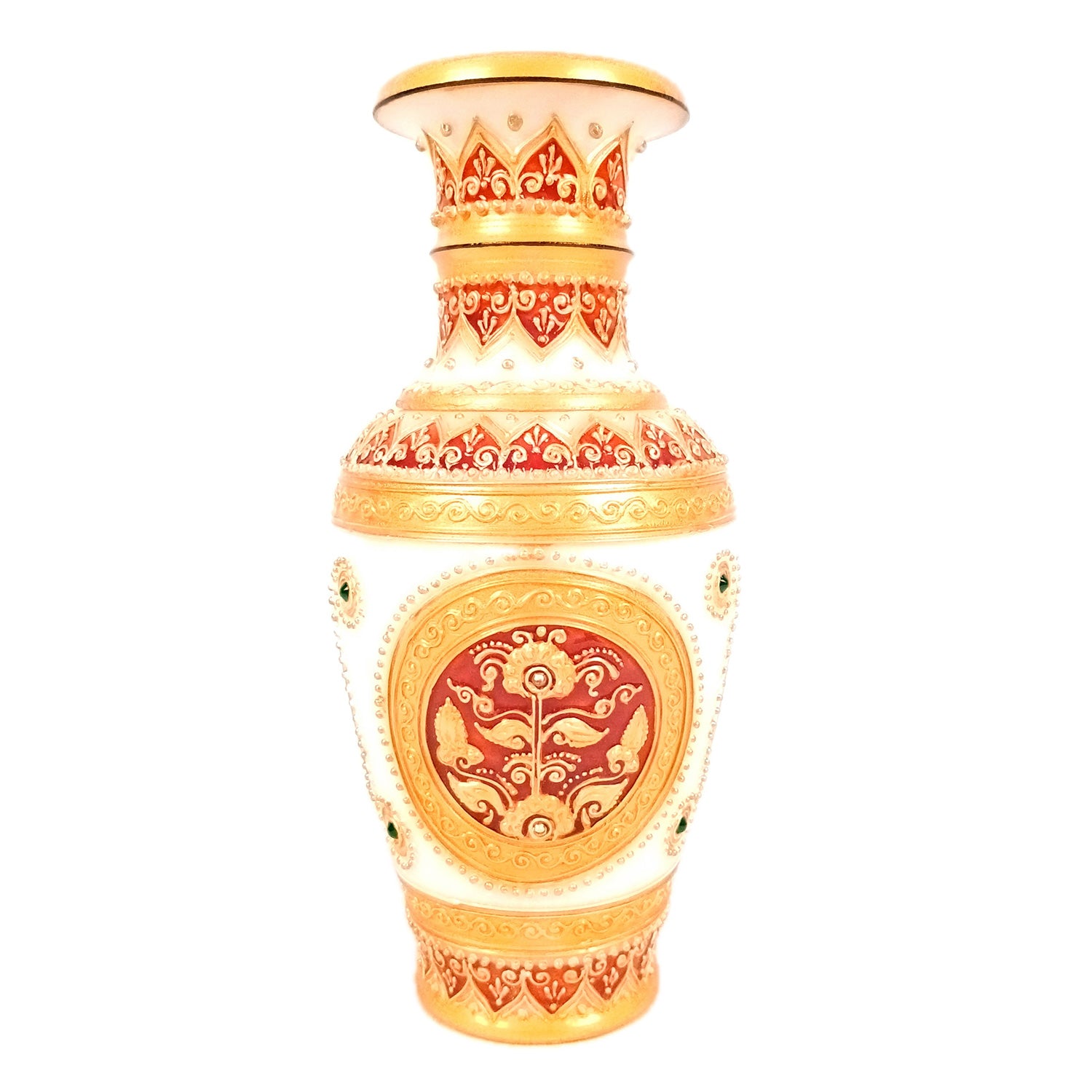 Flower Vase Marble for Table Decoration | Flower Pot Handcrafted - for Home, Living Room, Office, Entrance Decor & Wedding / Housewarming Gifts - 10 inch - Apkamart