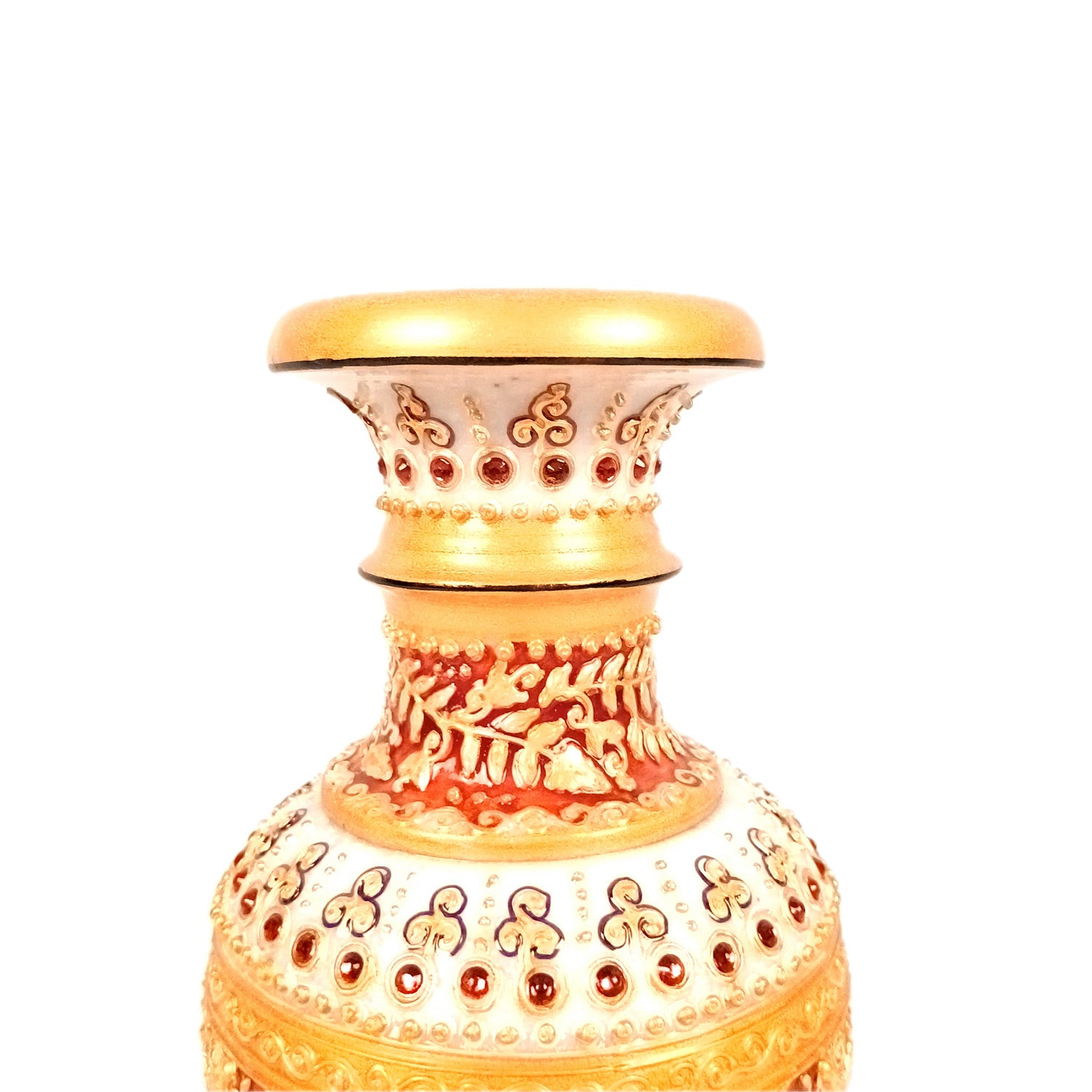 Flower Vase | Marble Flower Pot With Rich Handwork - For Home, Table, Living room, Bedroom Decoration & Wedding / Housewarming Gifts - 10 inch - Apkamart