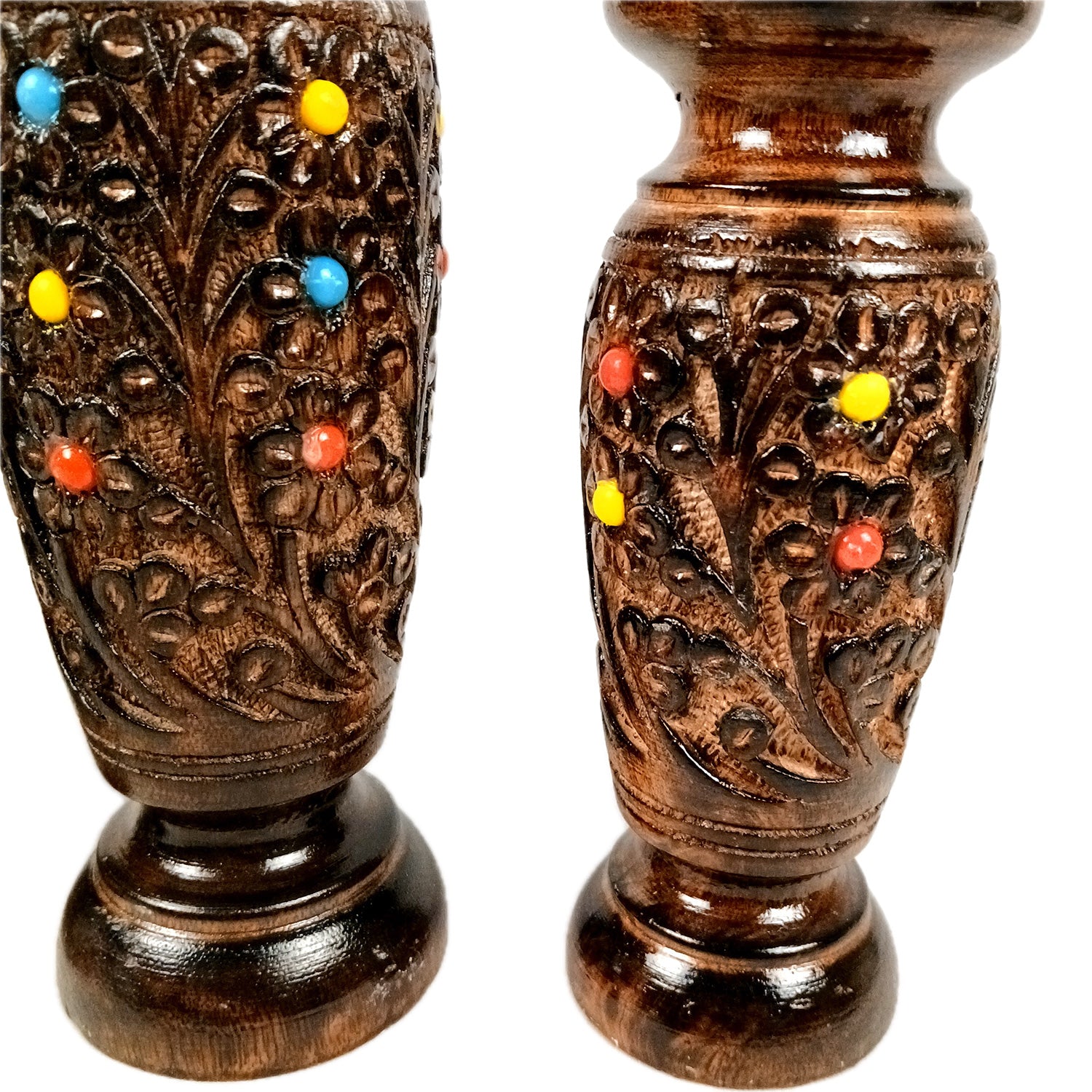 Flower Vase Wooden | Pots for Flowers - For Tabletop, Living Room, Home & Office Decoration | Centerpiece for Table Decoration |Vases for Gifts - 12 Inch (Set Of 3) - Apkamart