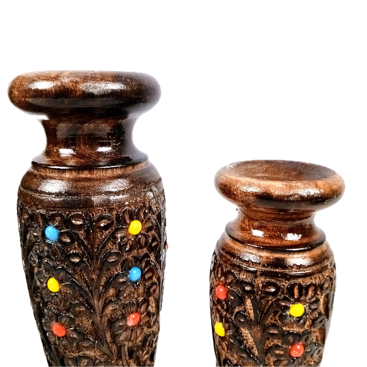 Flower Vase Wooden | Pots for Flowers - For Tabletop, Living Room, Home & Office Decoration | Centerpiece for Table Decoration |Vases for Gifts - 12 Inch (Set Of 3) - Apkamart