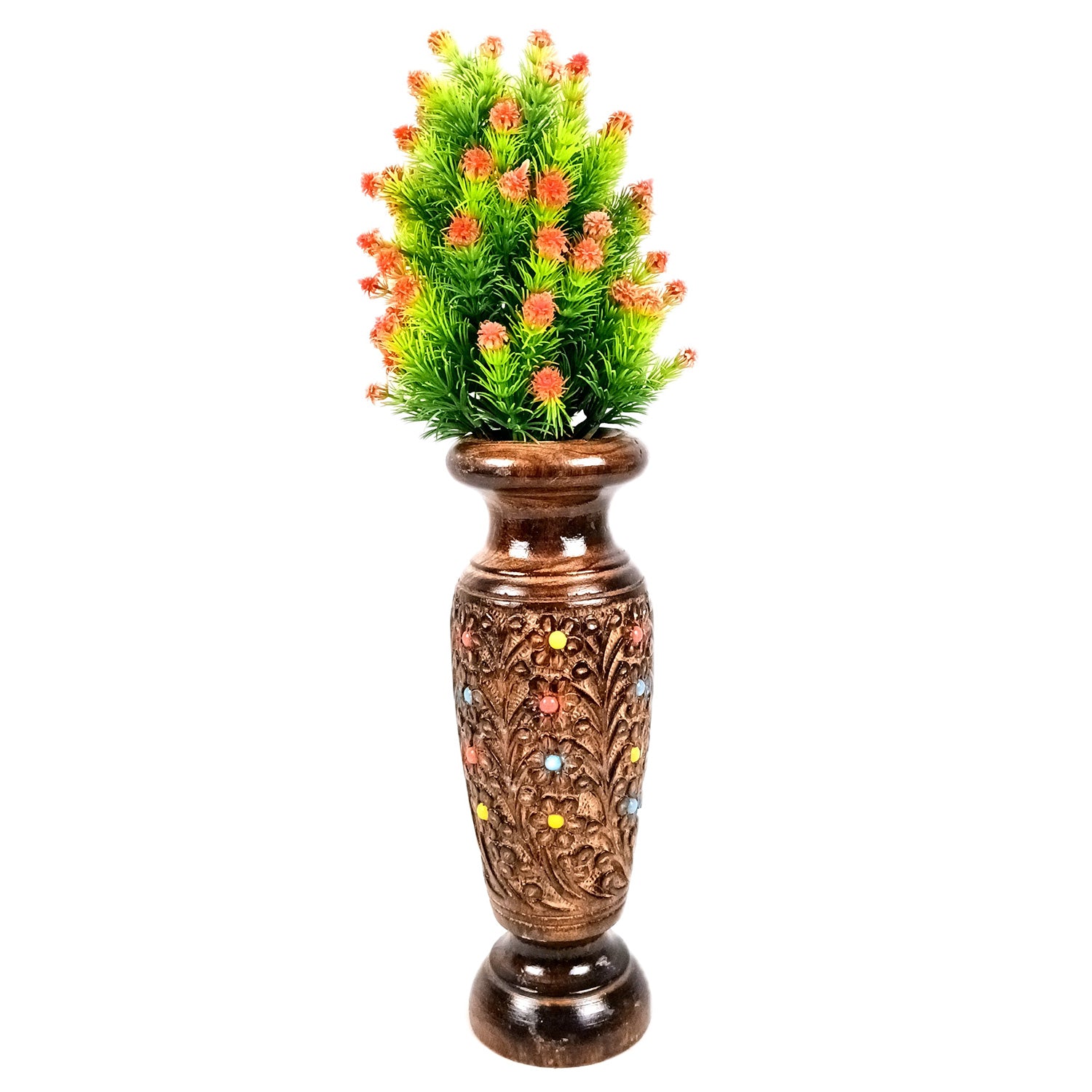 Flower Vase Wooden | Pots for Flowers - For Tabletop, Living Room, Home & Office Decoration | Centerpiece for Table Decoration |Vases for Gifts - 12 Inch (Set Of 3) - Apkamart