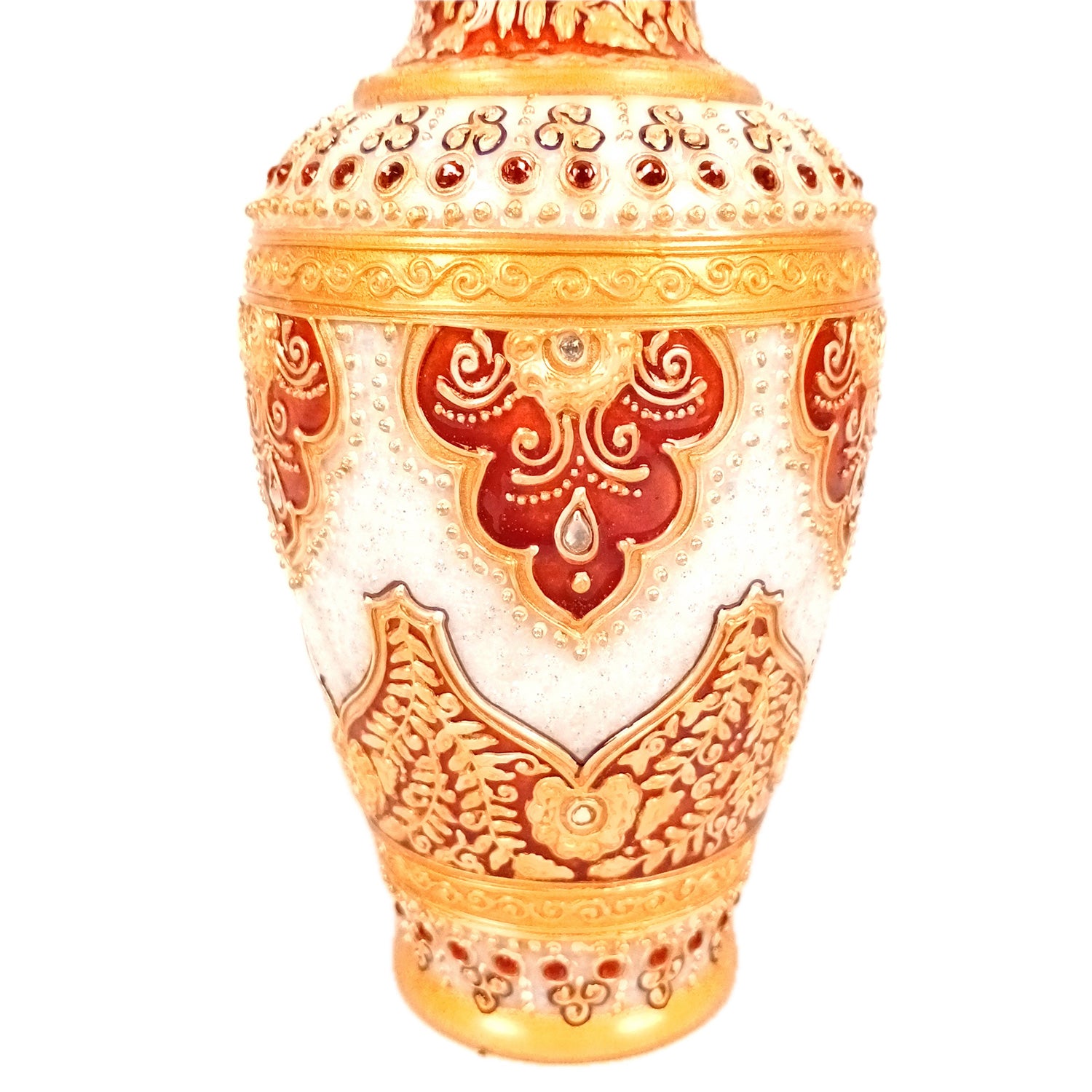 Flower Vase | Marble Flower Pot With Rich Handwork - For Home, Table, Living room, Bedroom Decoration & Wedding / Housewarming Gifts - 10 inch - Apkamart