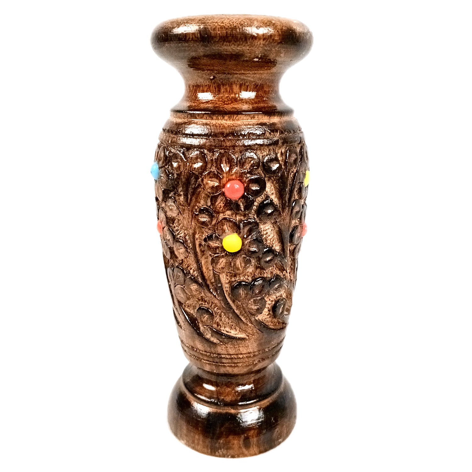 Flower Vase Wooden | Pots for Flowers - For Tabletop, Living Room, Home & Office Decoration | Centerpiece for Table Decoration |Vases for Gifts - 12 Inch (Set Of 3) - Apkamart