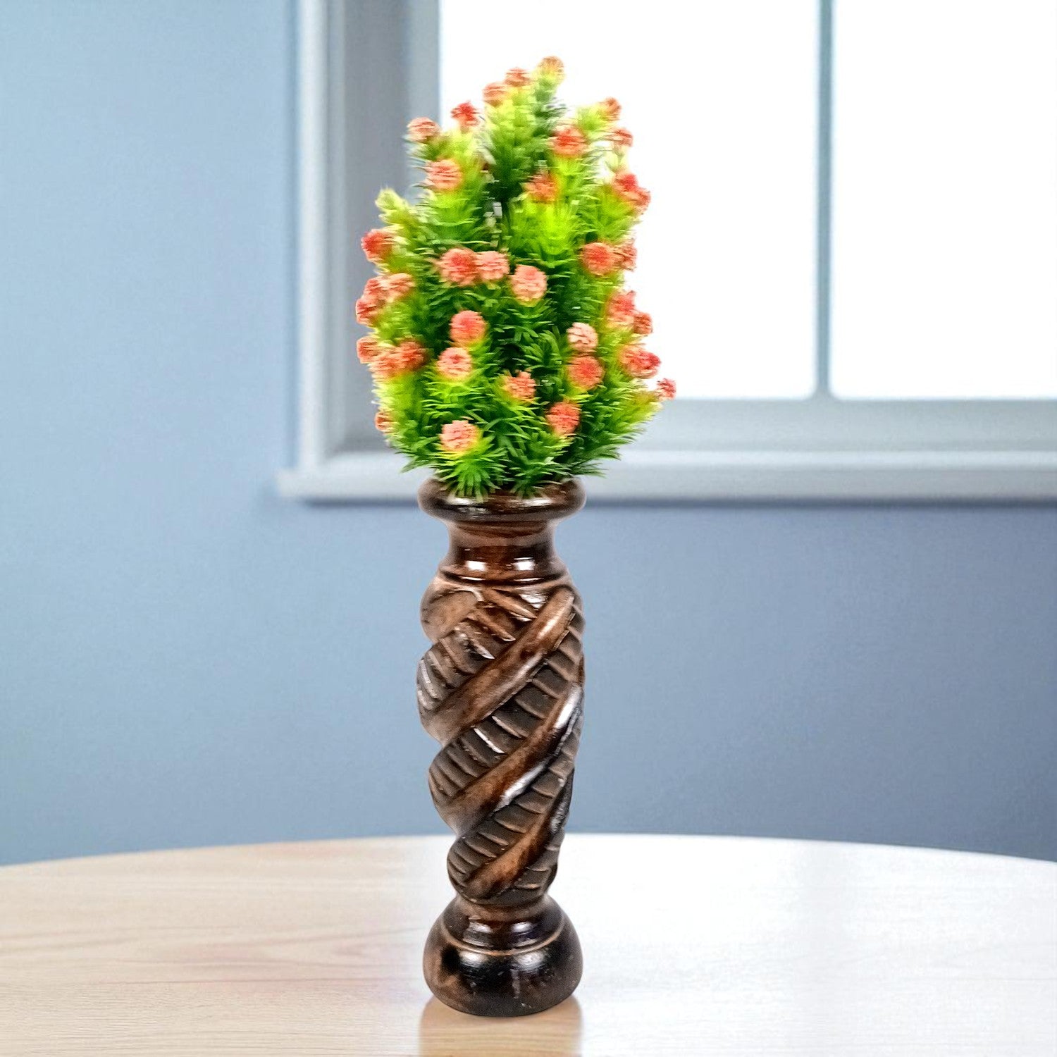 Flower Pot | Wooden Vase - for Home Decoration, Living Room, Table, Shelf, Office & Interior Decor | House Warming & Festival Gift - 10 Inch (Pack Of 2) - Apkamart