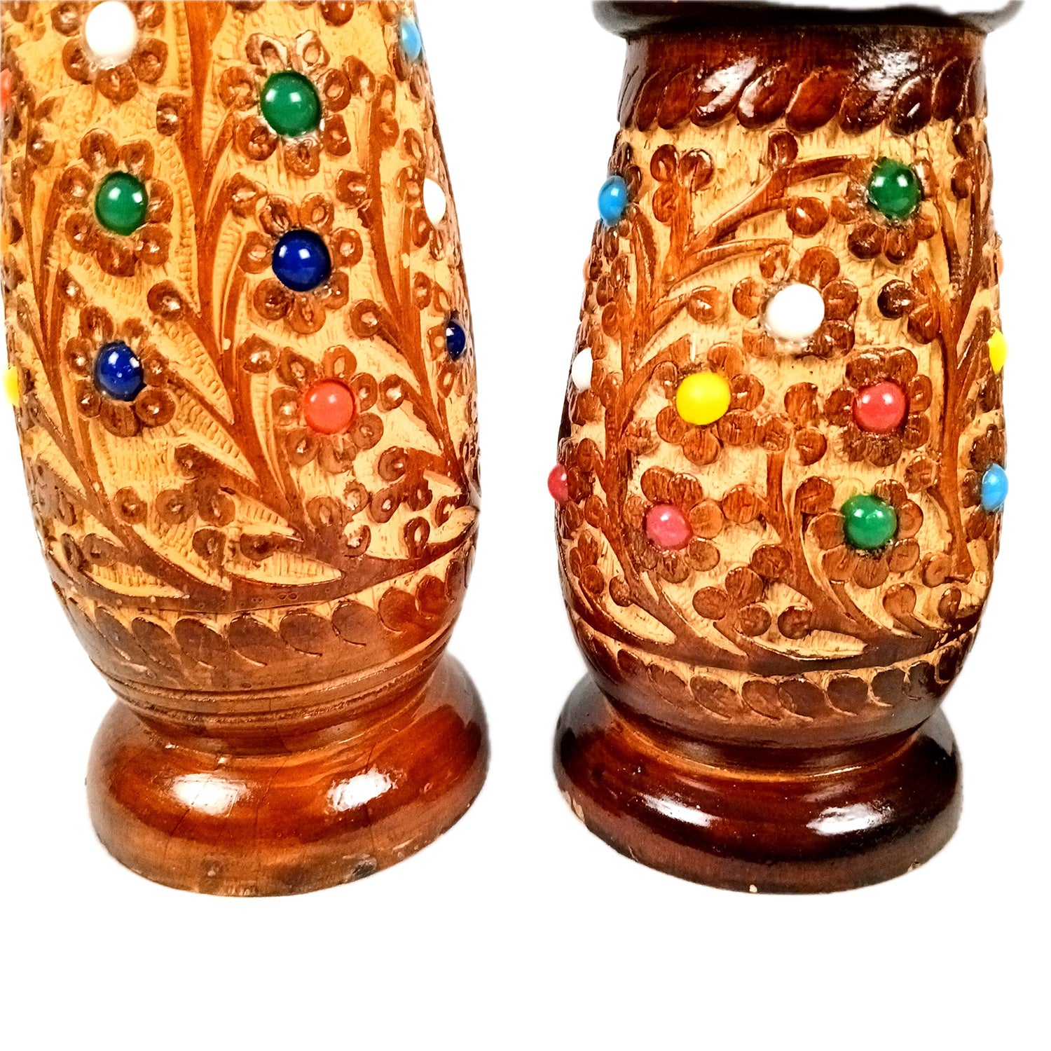 Flower Vase Wooden | Pots for Flowers - For Tabletop, Living Room, Home & Office | Centerpiece for Table Decoration |Vases for Gifts - 12 Inch (Set Of 3) - Apkamart