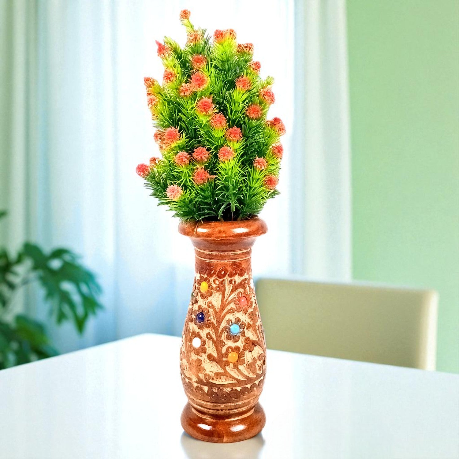 Flower Vase Wooden | Pots for Flowers - For Tabletop, Living Room, Home & Office | Centerpiece for Table Decoration |Vases for Gifts - 12 Inch (Set Of 3) - Apkamart