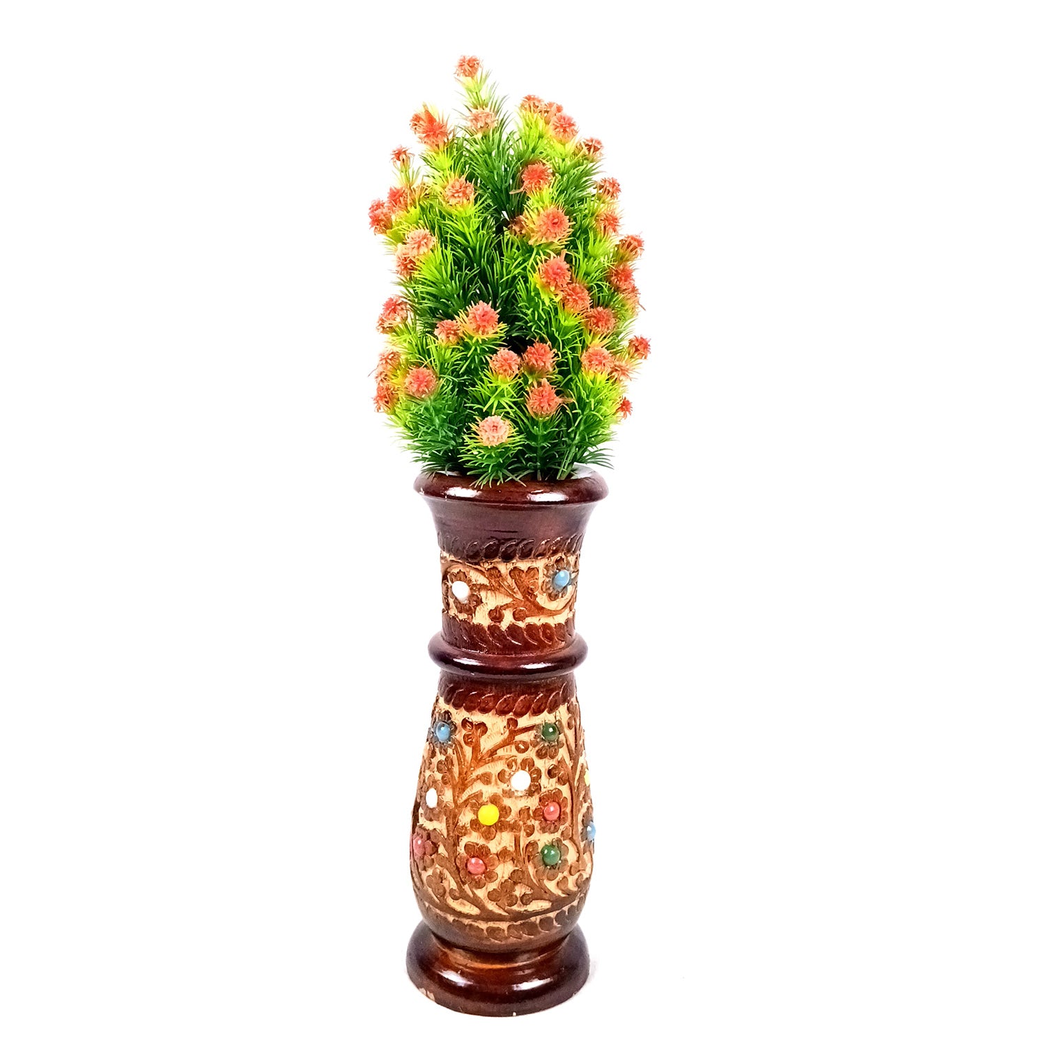 Flower Vase Wooden | Pots for Flowers - For Tabletop, Living Room, Home & Office | Centerpiece for Table Decoration |Vases for Gifts - 12 Inch (Set Of 3) - Apkamart
