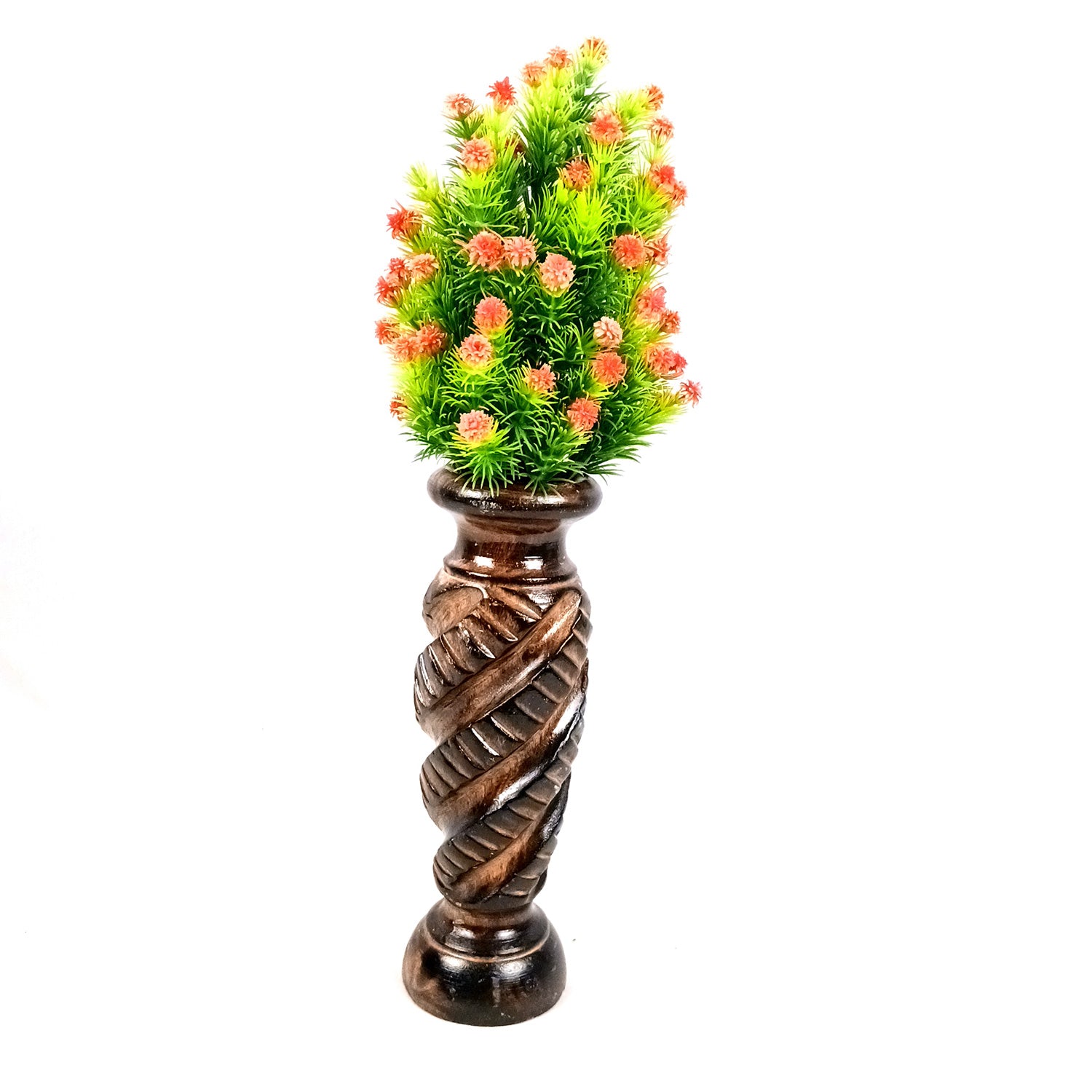 Flower Pot | Wooden Vase - for Home Decoration, Living Room, Table, Shelf, Office & Interior Decor | House Warming & Festival Gift - 10 Inch - Apkamart