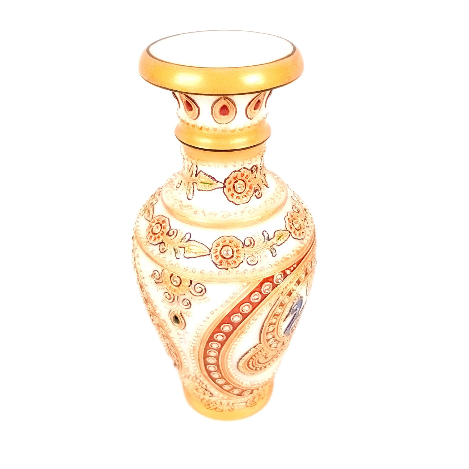 Flower Vase Marble - Peacock Design for Table Decoration | Handcrafted Flower Pot - for Home, Shelf, Living Room, Entrance Decor & Wedding / Housewarming Gifts - 10 inch - Apkamart #Style_Design 1