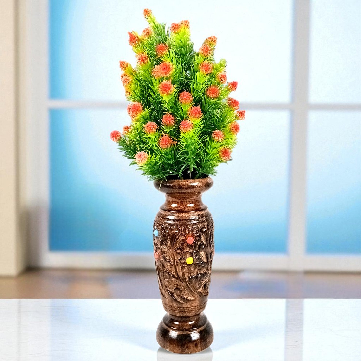 Flower Vase Wooden | Pots for Flowers - For Tabletop, Living Room, Home & Office Decoration | Centerpiece for Table Decoration |Vases for Gifts - 12 Inch (Set Of 3) - Apkamart