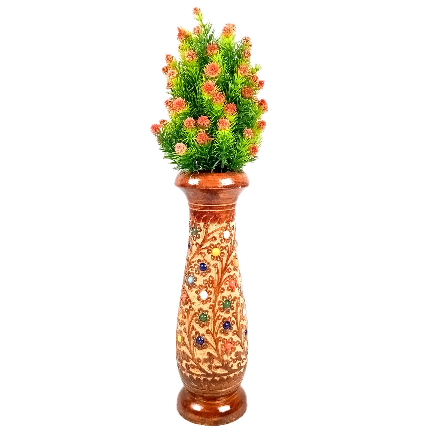Flower Vase Wooden | Pots for Flowers - For Tabletop, Living Room, Home & Office | Centerpiece for Table Decoration |Vases for Gifts - 12 Inch - Apkamart