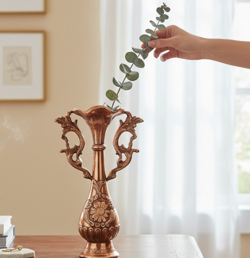 Vase Flower Pot | Decorative Showpiece Cum Vase for Home Decoration, Living Room, Shelf & Office | Modern Interior Decor Vase | Perfect Gift for All Occasions - 13 Inch - Apkamart