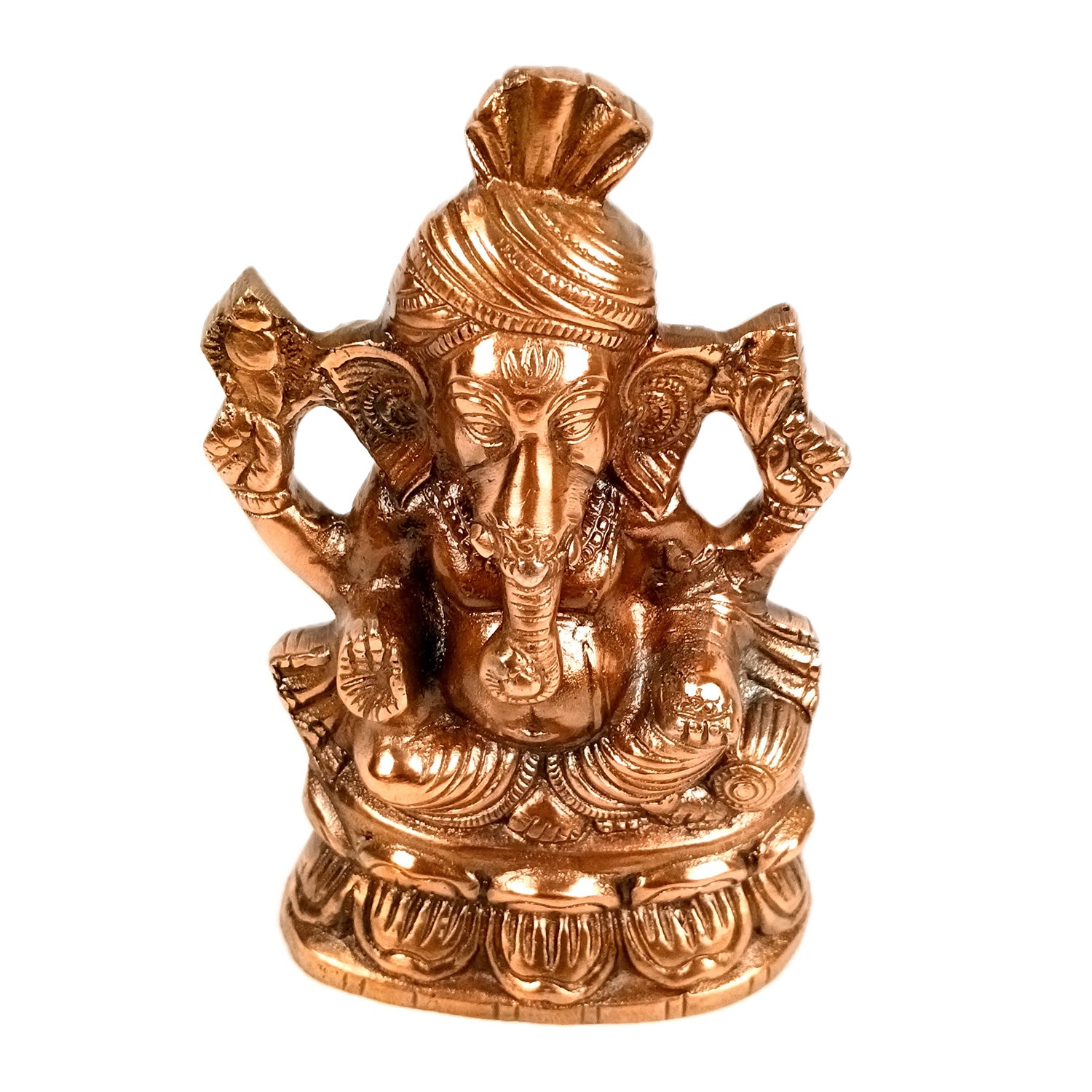 Handicraft Ganesh Statue for Temple/Home Decor/Office Decor - (Metal - Alloy | Color - Copper Shade | Size - 9 Inch) - Apkamart