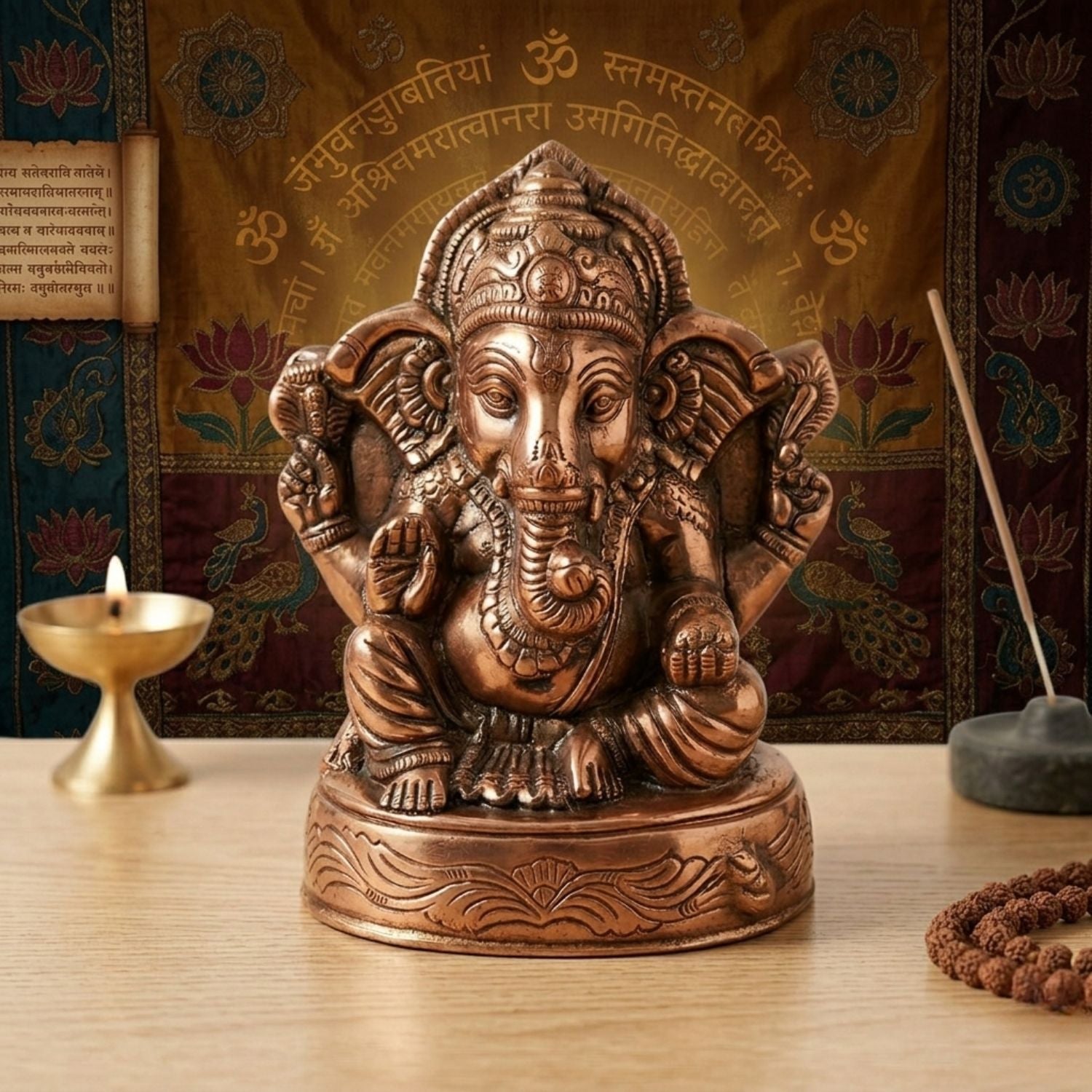 Ganesh Statue for Home Decor & Pooja | Lord Ganesha Idol for Mandir, Living Room & Office | Spiritual Decorative Showpiece for Gifting - 11 Inch - Apkamart
