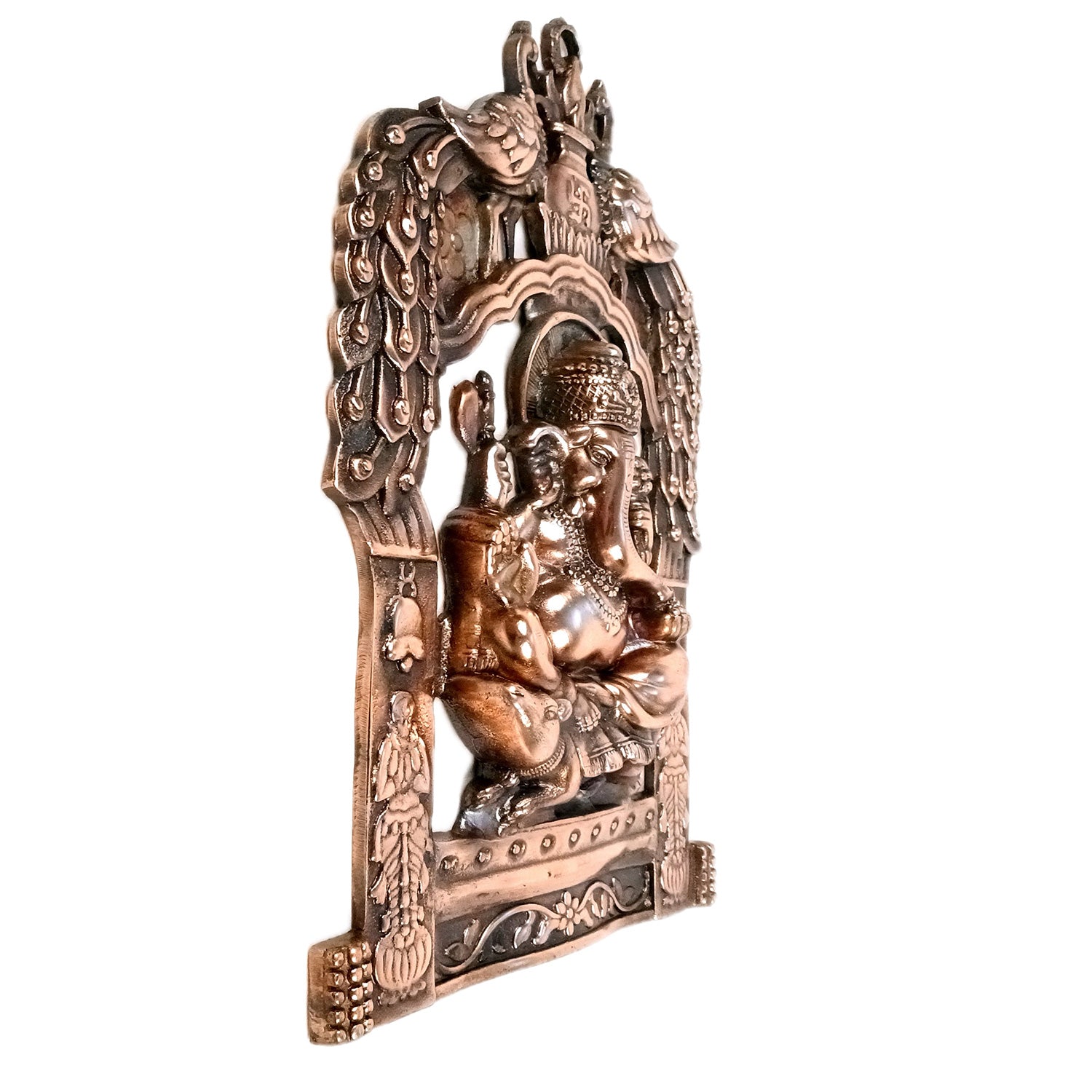 Ganesh Wall Hanging Idol | Lord Ganesha With Peacock Wall Statue Decor | Religious & Spiritual Wall Art - For Puja, Home & Entrance Living Room & Gift - 16 Inch - Apkamart