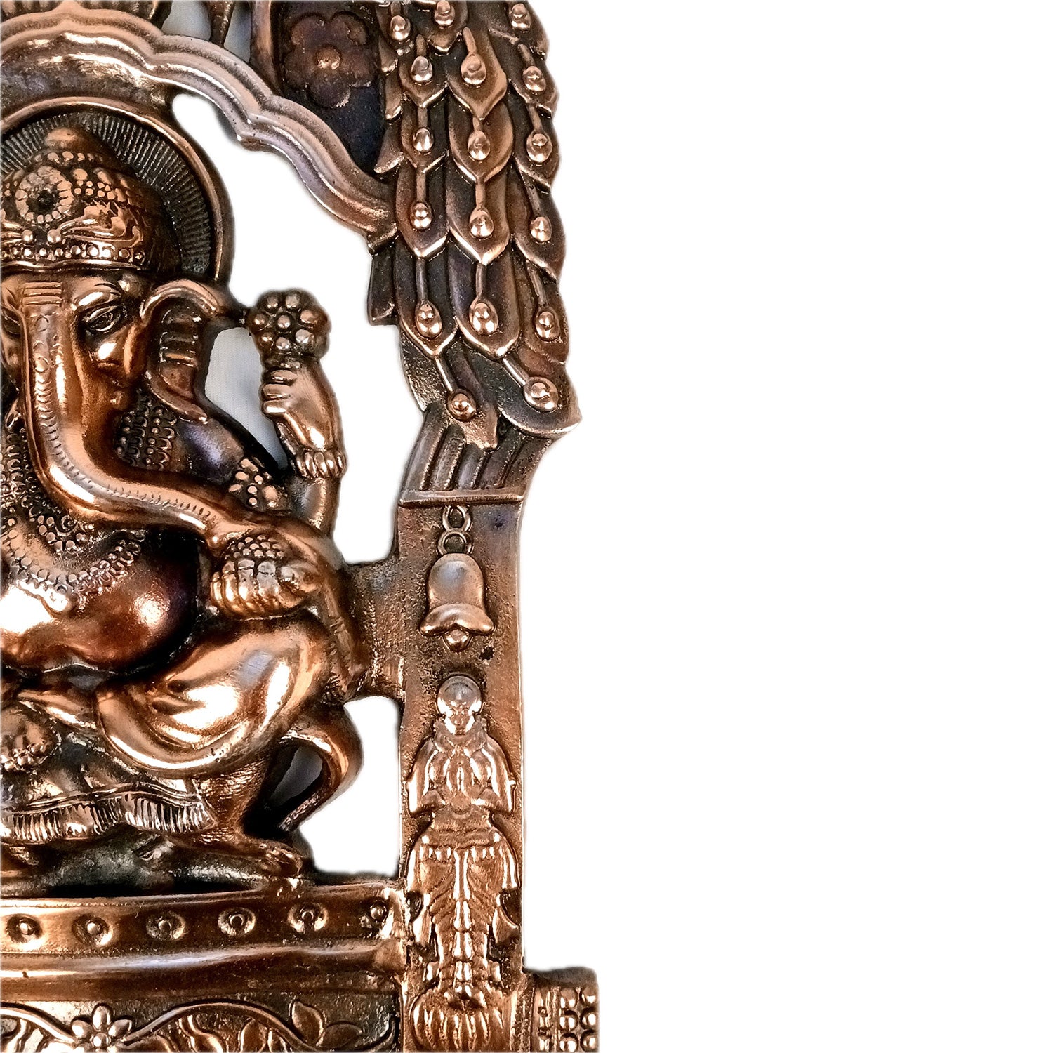 Ganesh Wall Hanging Idol | Lord Ganesha With Peacock Wall Statue Decor | Religious & Spiritual Wall Art - For Puja, Home & Entrance Living Room & Gift - 16 Inch - Apkamart