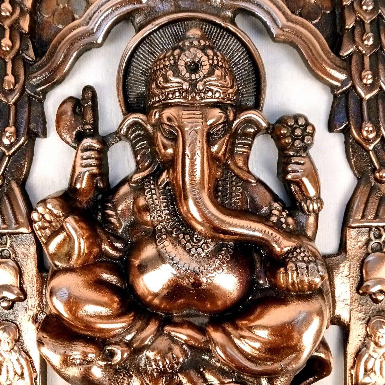 Ganesh Wall Hanging Idol | Lord Ganesha With Peacock Wall Statue Decor | Religious & Spiritual Wall Art - For Puja, Home & Entrance Living Room & Gift - 16 Inch - Apkamart