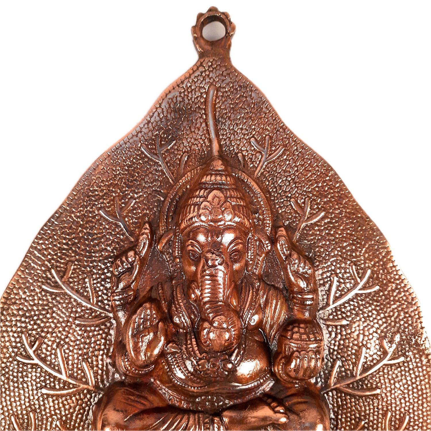 Ganesh Wall Hanging Statue - Sitting on Leaf Design | Ganesha Wall Statue - for Home Entrance |Religoius & Spiritual Wall Art - Apkamart
