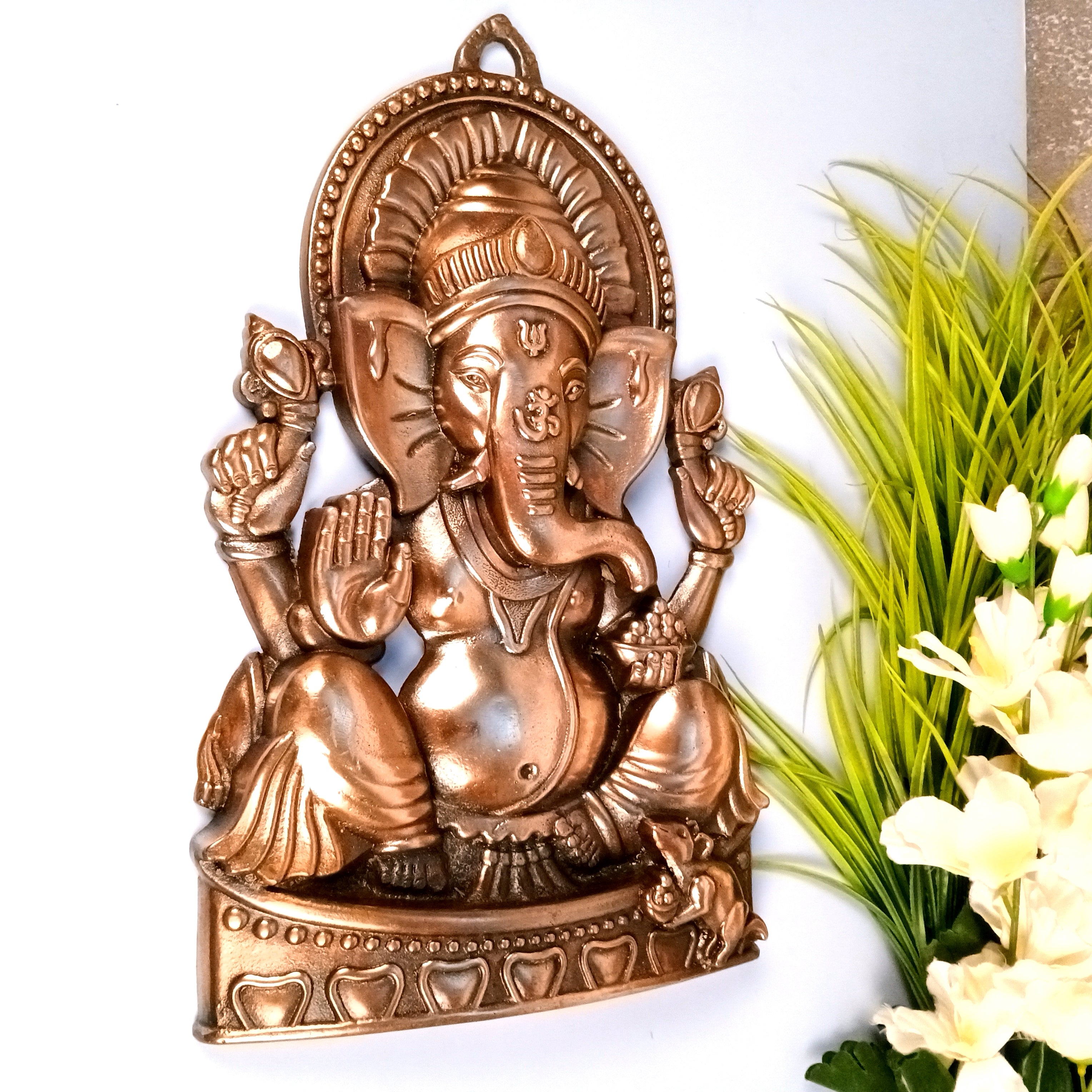 Ganesh Wall Hanging | Spiritual Wall Decor | Handcrafted Home Decor for Living Room & Bedroom | Premium Ganpati Ji Hanging | Housewarming & Birthday Gift Item - 18 Inch - Apkamart