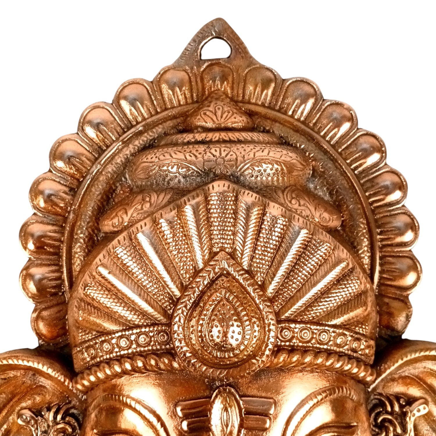 Ganesh Face Wall Hanging Showpiece | Metal Ganpati Idol for Wall & Table Decor | Handcrafted Spiritual Home Decor | Gift for Housewarming, Diwali & Festivals - 17 Inch - Apkamart