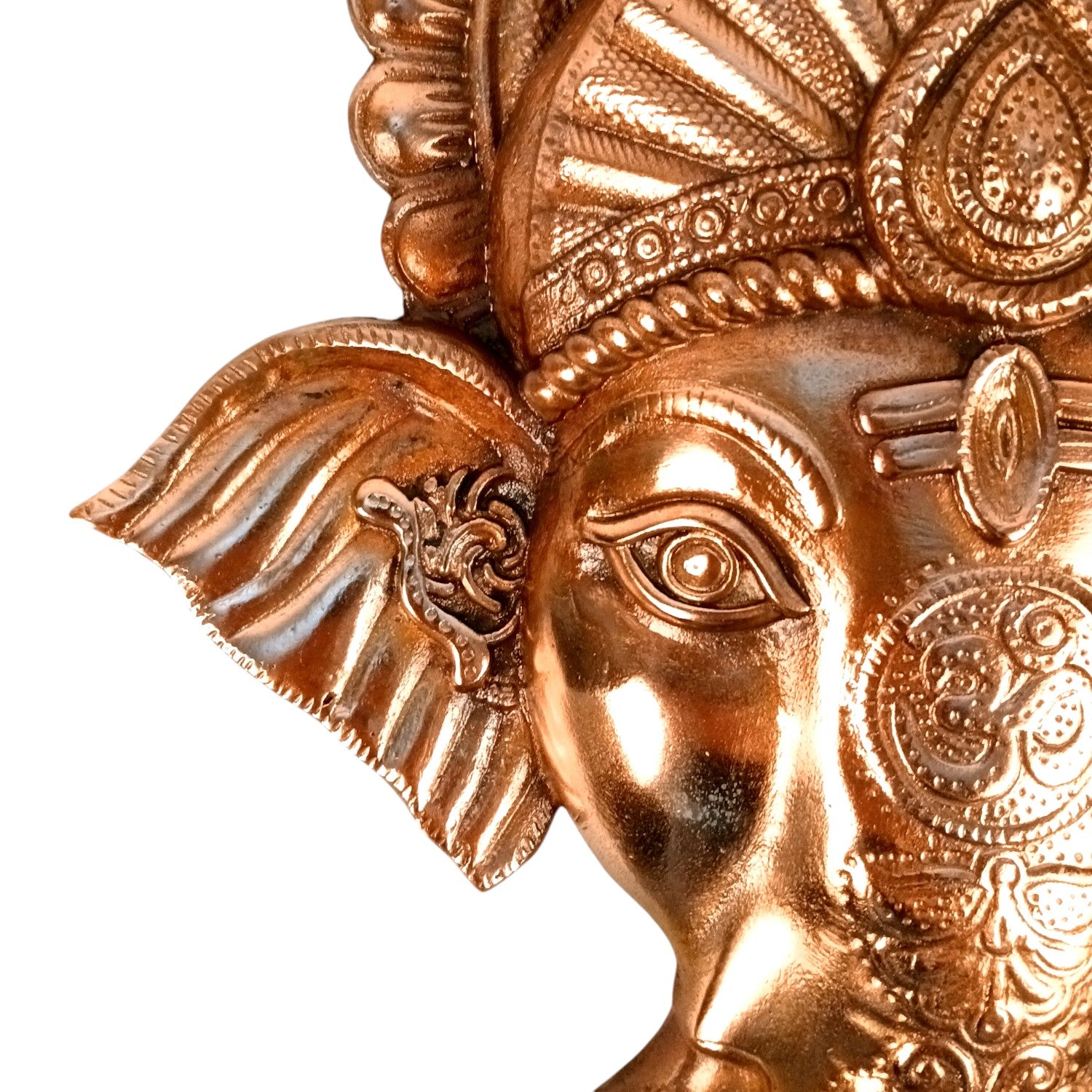 Ganesh Face Wall Hanging Showpiece | Metal Ganpati Idol for Wall & Table Decor | Handcrafted Spiritual Home Decor | Gift for Housewarming, Diwali & Festivals - 17 Inch - Apkamart
