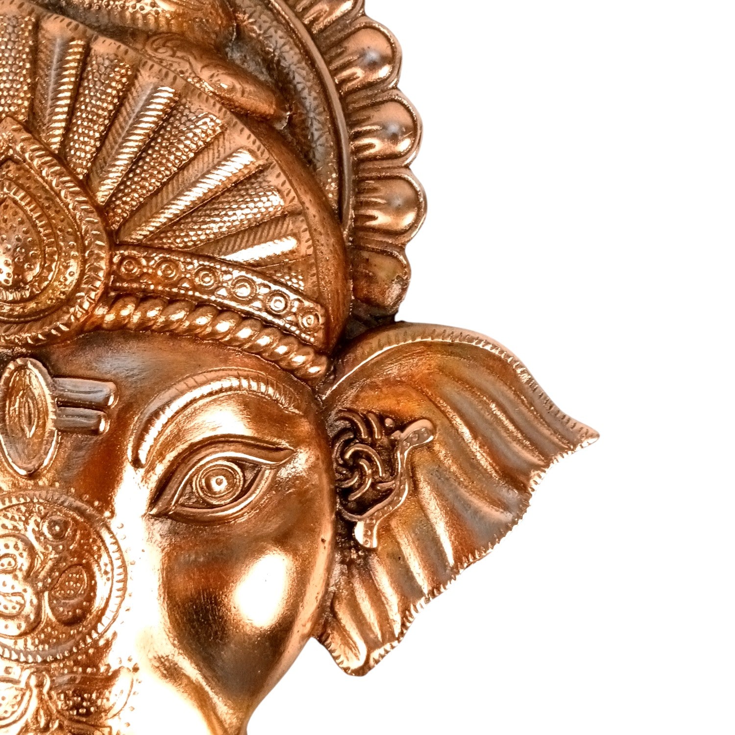 Ganesh Face Wall Hanging Showpiece | Metal Ganpati Idol for Wall & Table Decor | Handcrafted Spiritual Home Decor | Gift for Housewarming, Diwali & Festivals - 17 Inch - Apkamart