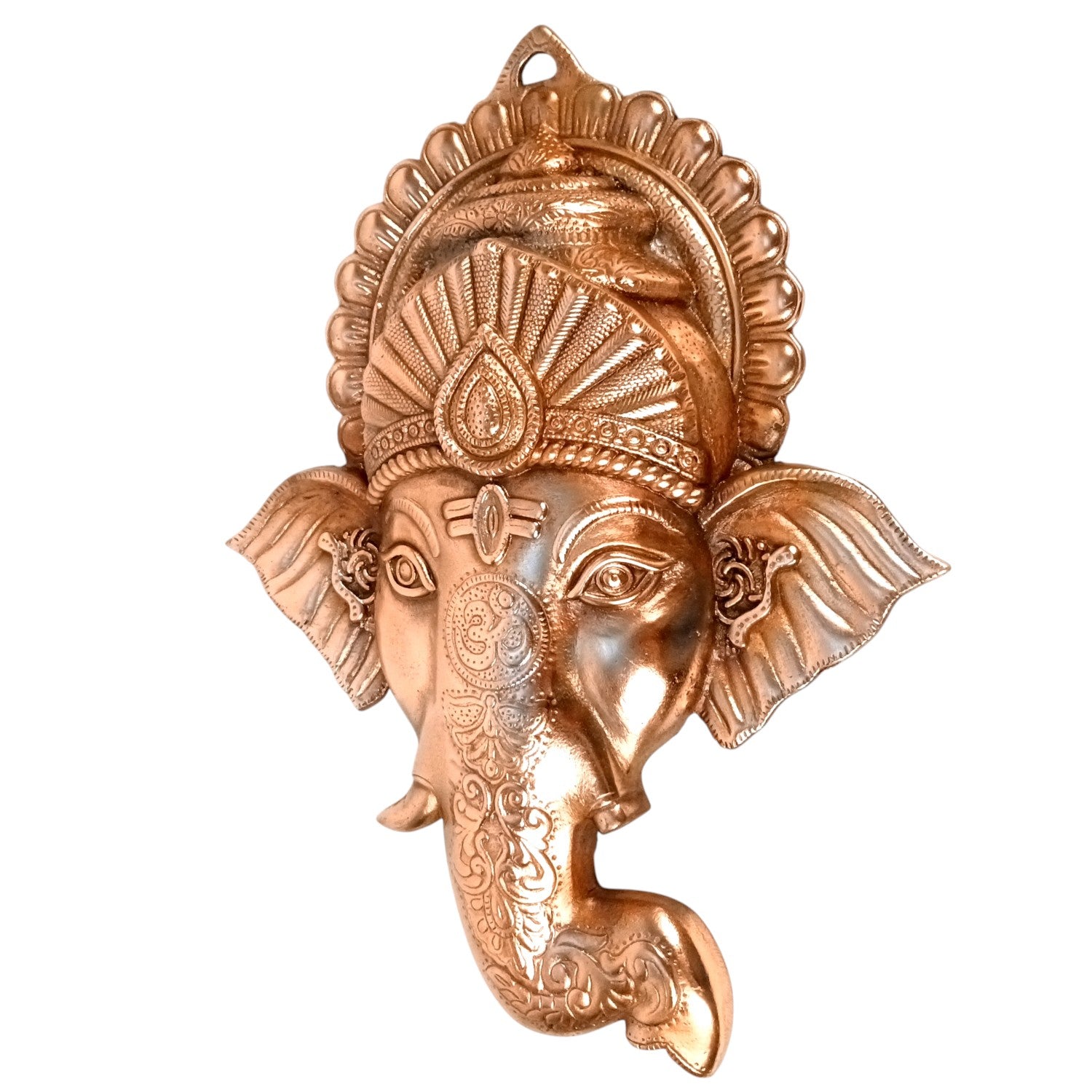 Ganesh Face Wall Hanging Showpiece | Metal Ganpati Idol for Wall & Table Decor | Handcrafted Spiritual Home Decor | Gift for Housewarming, Diwali & Festivals - 17 Inch - Apkamart