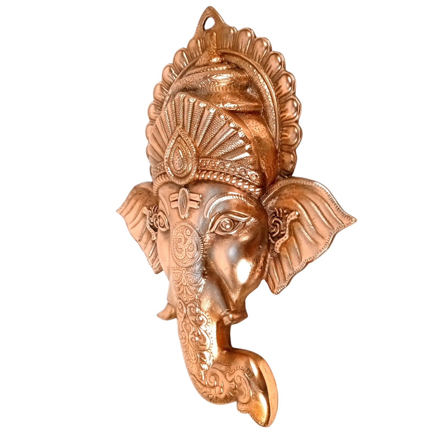 Ganesh Face Wall Hanging Showpiece | Metal Ganpati Idol for Wall & Table Decor | Handcrafted Spiritual Home Decor | Gift for Housewarming, Diwali & Festivals - 17 Inch - Apkamart