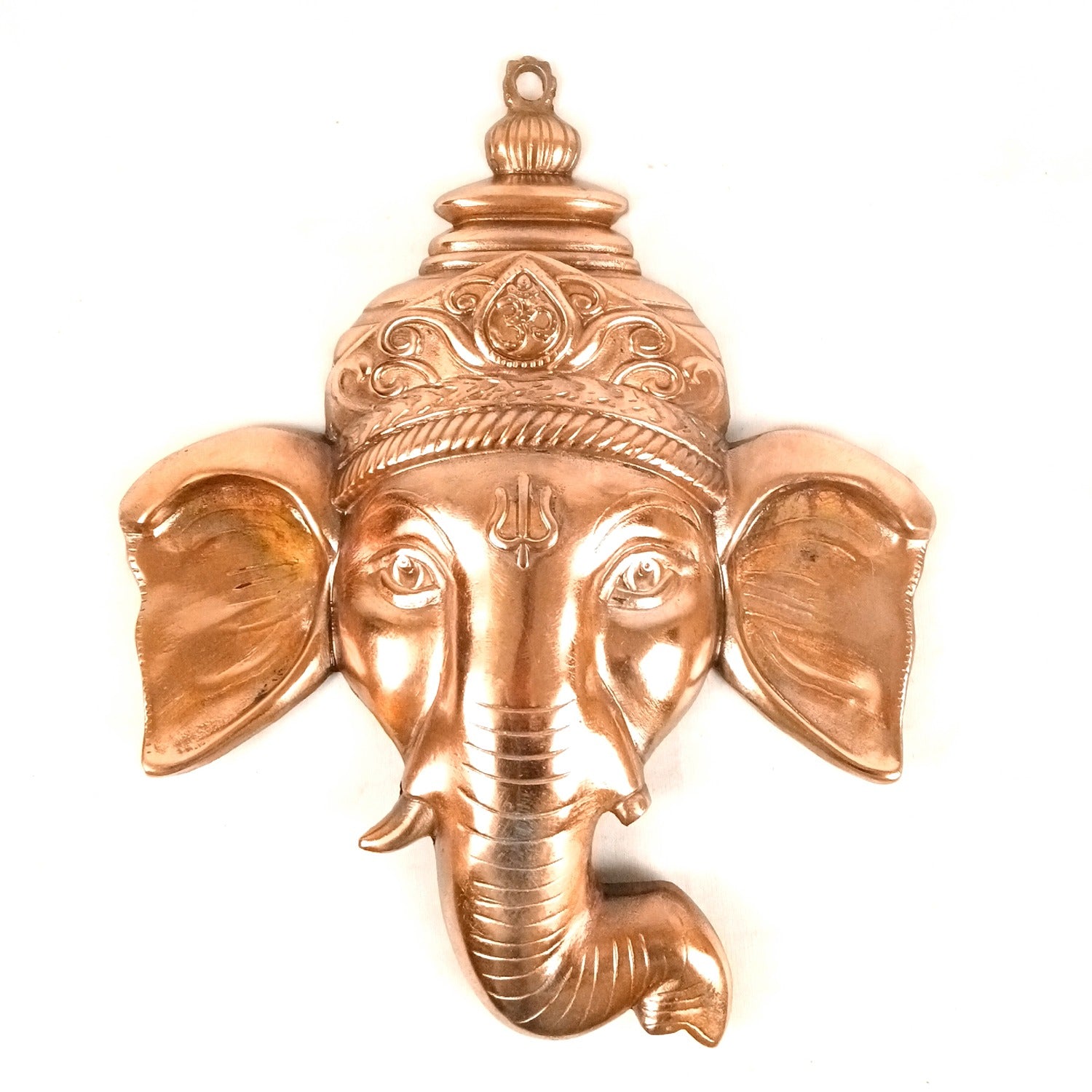 Ganesh Face Wall Hanging | Lord Ganpati Metal Wall Décor for Home, Pooja Room & Entrance | Decorative Ganesh Face Idol for Living Room, Office & Gifting - 17 Inch - Apkamart