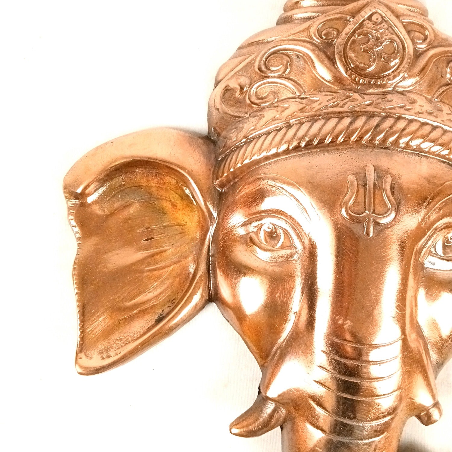 Ganesh Face Wall Hanging | Lord Ganpati Metal Wall Décor for Home, Pooja Room & Entrance | Decorative Ganesh Face Idol for Living Room, Office & Gifting - 17 Inch - Apkamart