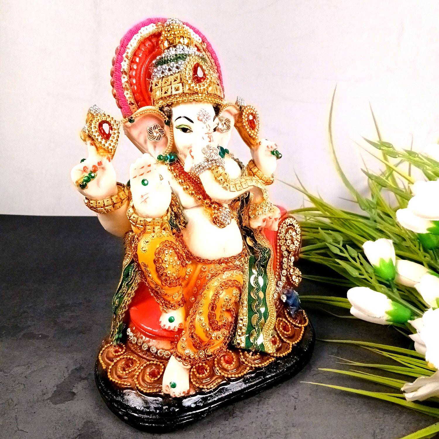 Ganesh Statue | Lord Ganesha Idol - for Home, Puja, Living Room, Entrance & Office Decor - 10 Inch - Apkamart #Style_Design 1