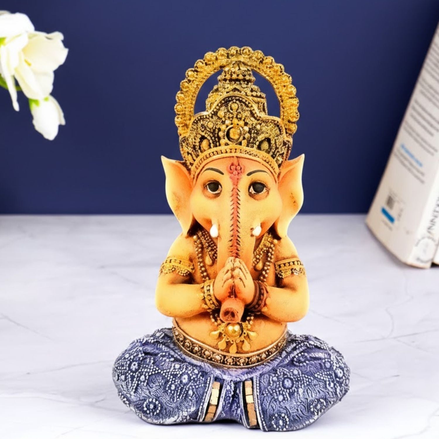 Shri Ganesh Idol | Ganesha Different Poses for Home, Pooja Room & Vastu | Religious Table Decor, Diwali & Festive Gift - Set of 3 - Apkamart