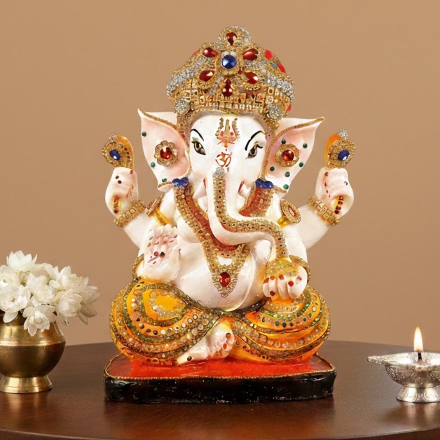 Ganesh Ji Idol Polyresin Diwali Housewarming - 12 Inch