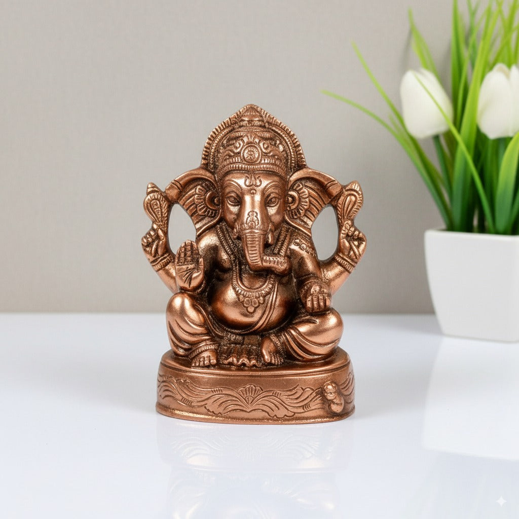 Ganesh Statue for Home Decor & Pooja | Lord Ganesha Idol for Mandir, Living Room & Office | Spiritual Decorative Showpiece for Gifting - 11 Inch - Apkamart