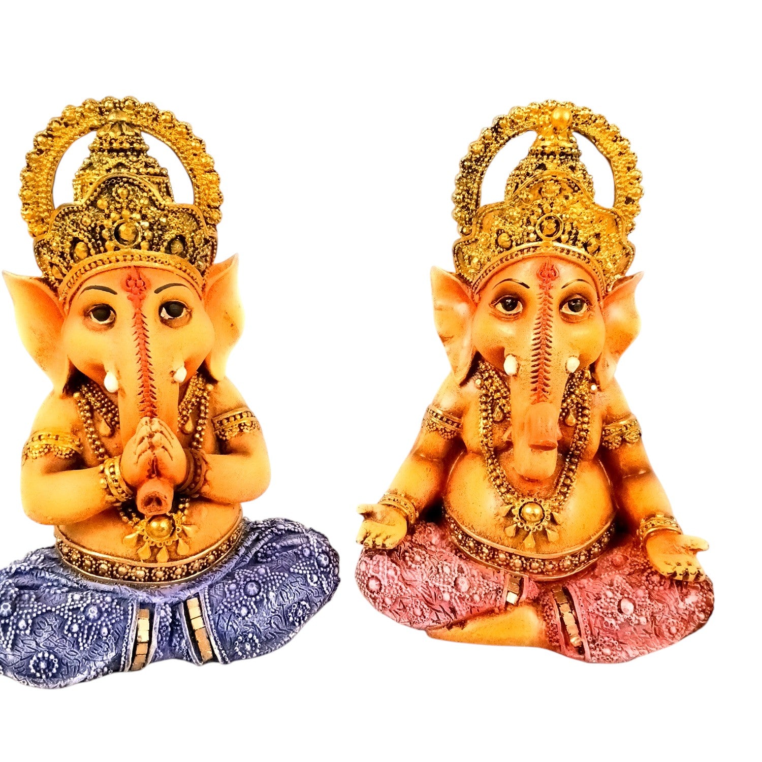 Shri Ganesh Idol | Ganesha Different Poses for Home, Pooja Room & Vastu | Religious Table Decor, Diwali & Festive Gift - Set of 3 - Apkamart