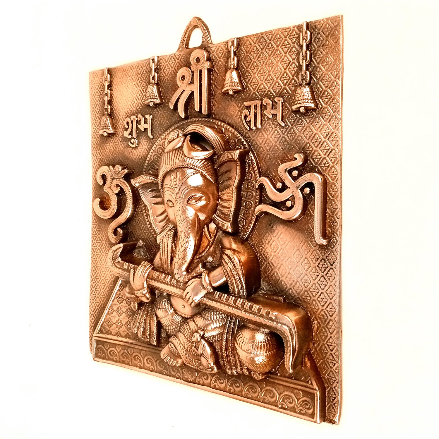 Ganesh Wall Hanging Statue | Ganesha Playing Sitar / Veena Wall Idol for Puja, Home, Living Room Decor | Diwali & Housewarming Gift - 16 Inch - Apkamart